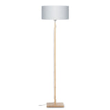 Good&Mojo Vloerlamp 'Fuji' Bamboe en Eco linnen, kleur Lichtgrijs