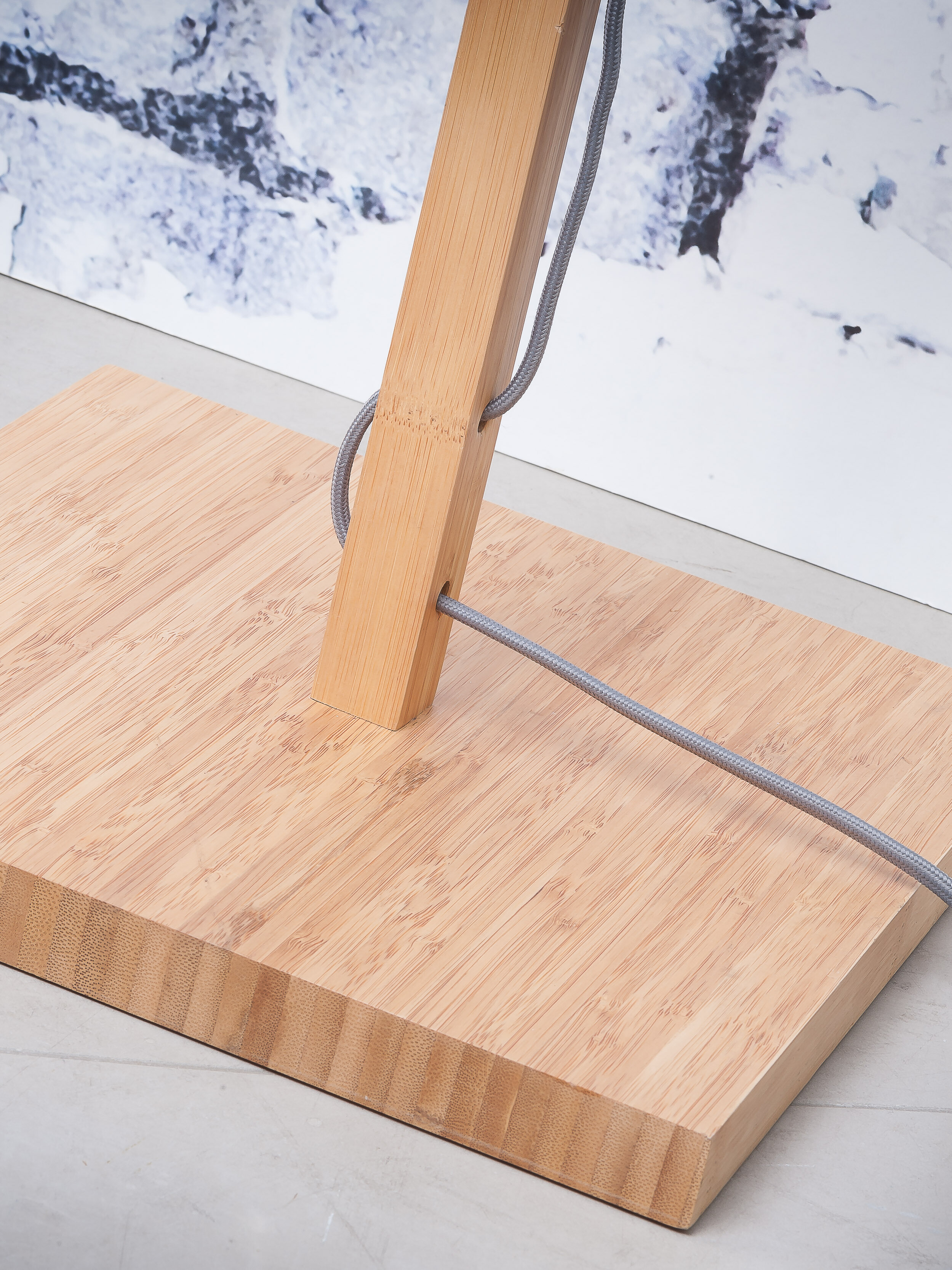 Good&Mojo Vloerlamp 'Fuji' Bamboe en Eco linnen, kleur Beige