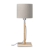 Good&Mojo Tafellamp 'Fuji' Bamboe en Eco linnen, kleur Donkerbeige