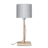 Good&Mojo Tafellamp 'Fuji' Bamboe en Eco linnen, kleur Lichtgrijs
