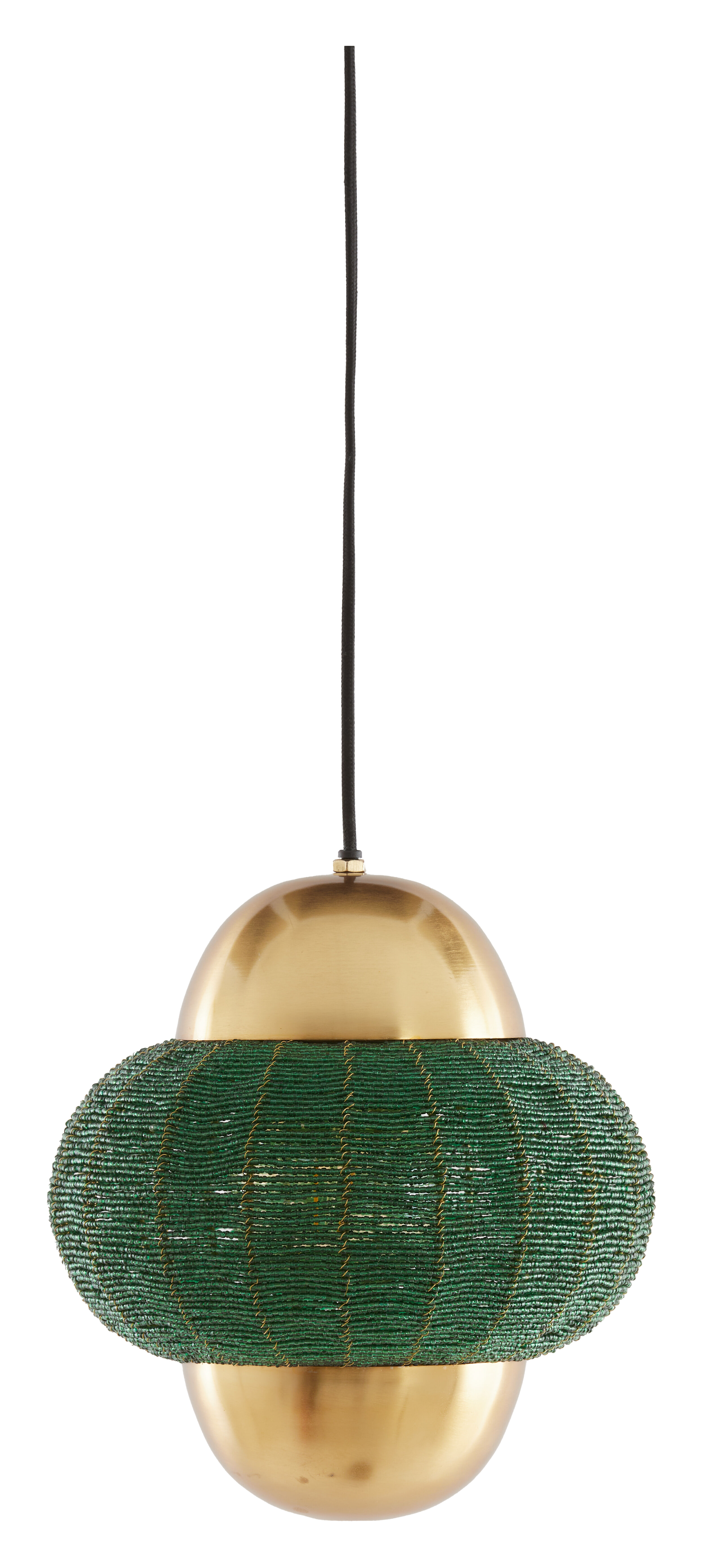 Light & Living Hanglamp Cetara Kralen, 26cm - Donkergroen/Brons
