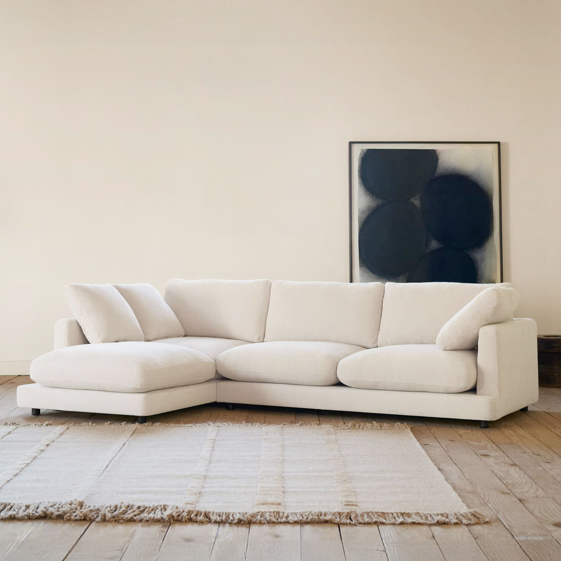 Kave Home 4-zits Loungebank 'Gala' Links, Chenille, kleur Beige