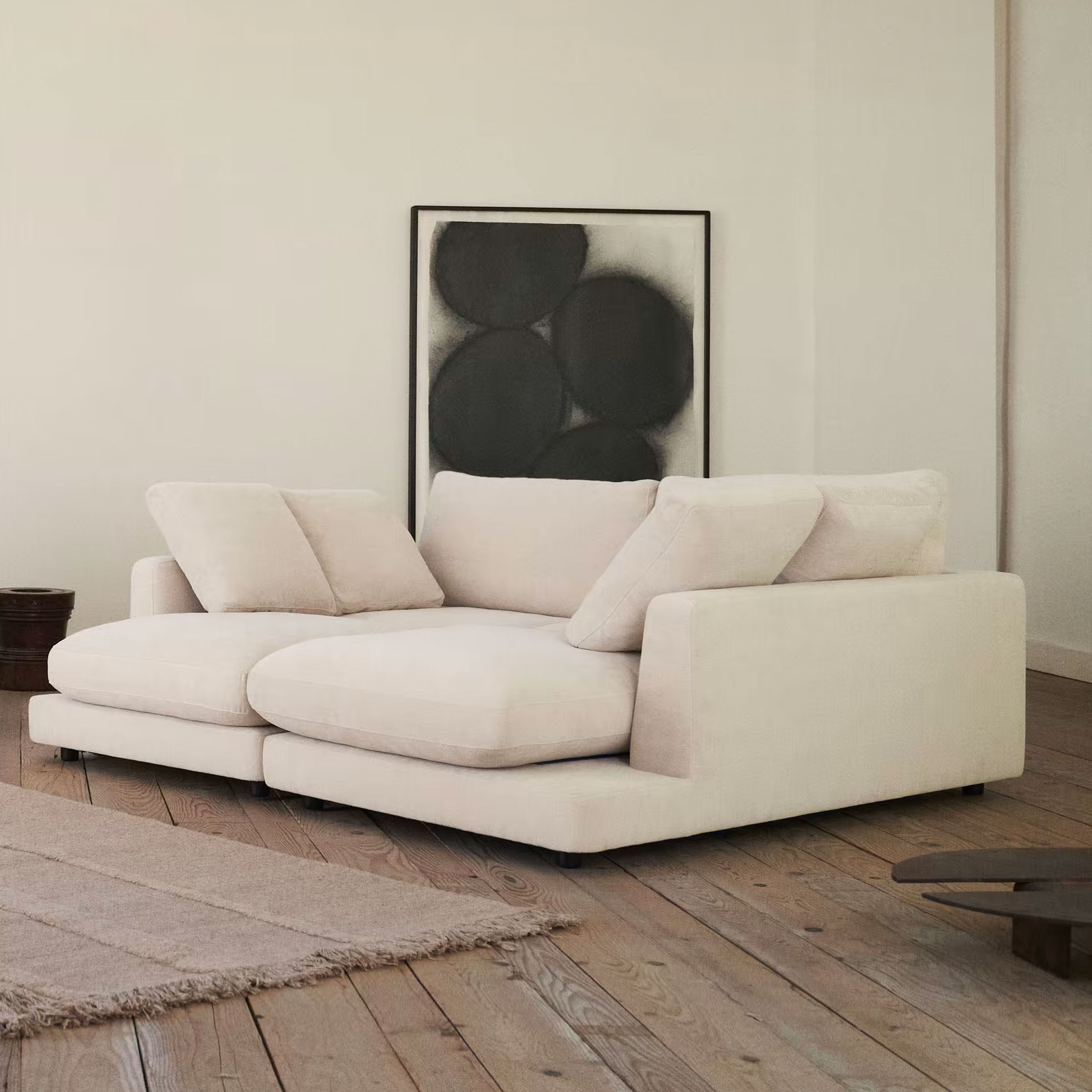 Kave Home 3-zits Loungebank 'Gala' Met dubbele chaise longue, Chenille, kleur Beige
