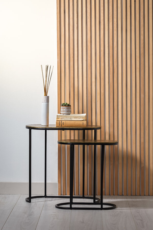 Light & Living Bijzettafel 'Bocov' Set van 2 stuks max, antiek brons-zwart