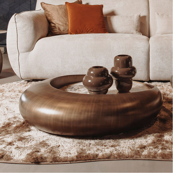 Madam Stoltz Ronde salontafel van gerecycled hout Madam Stoltz Ronde salontafel van gerecycled hout