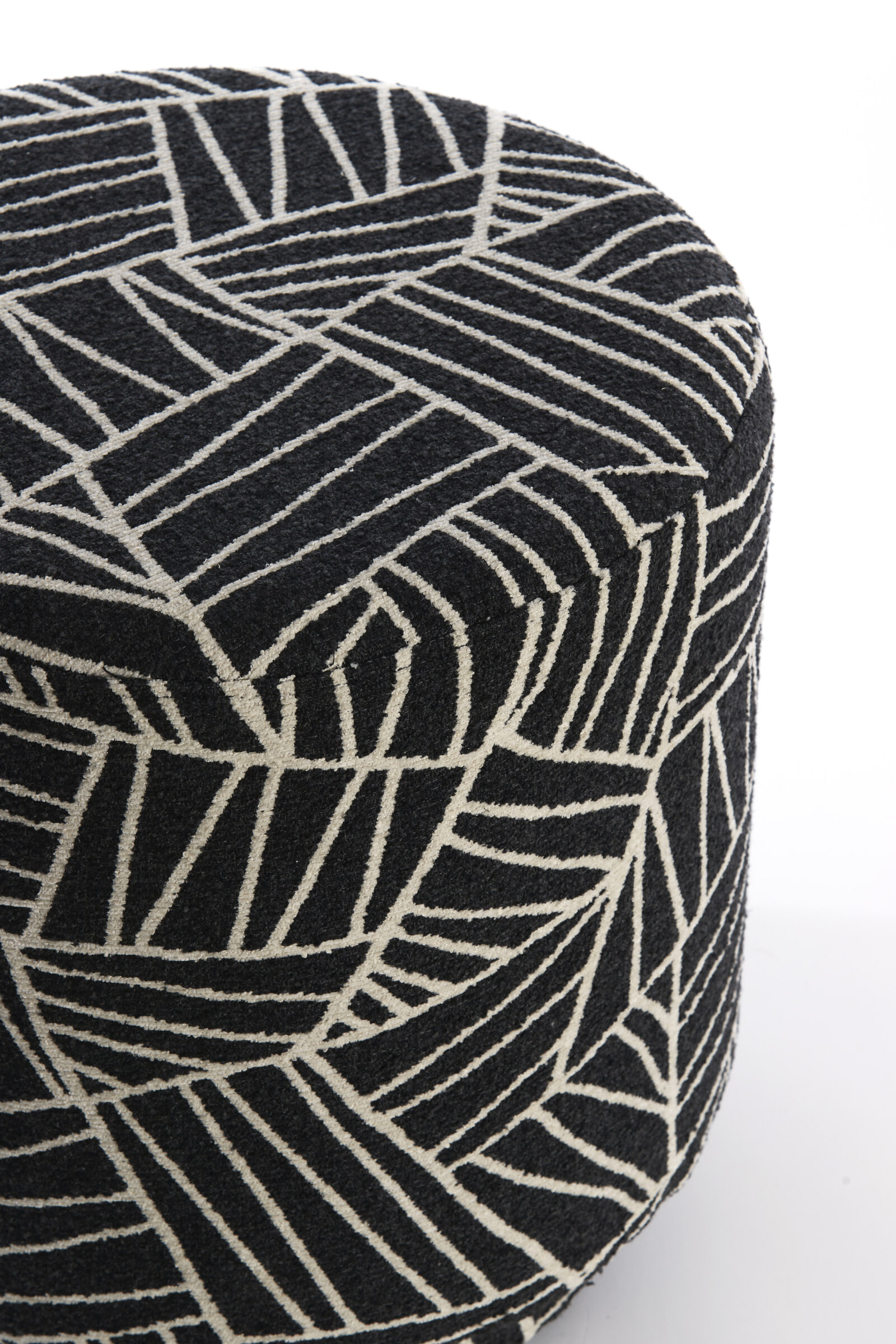 Light & Living Poef 'Davonte' 40cm, kleur Zwart/Wit