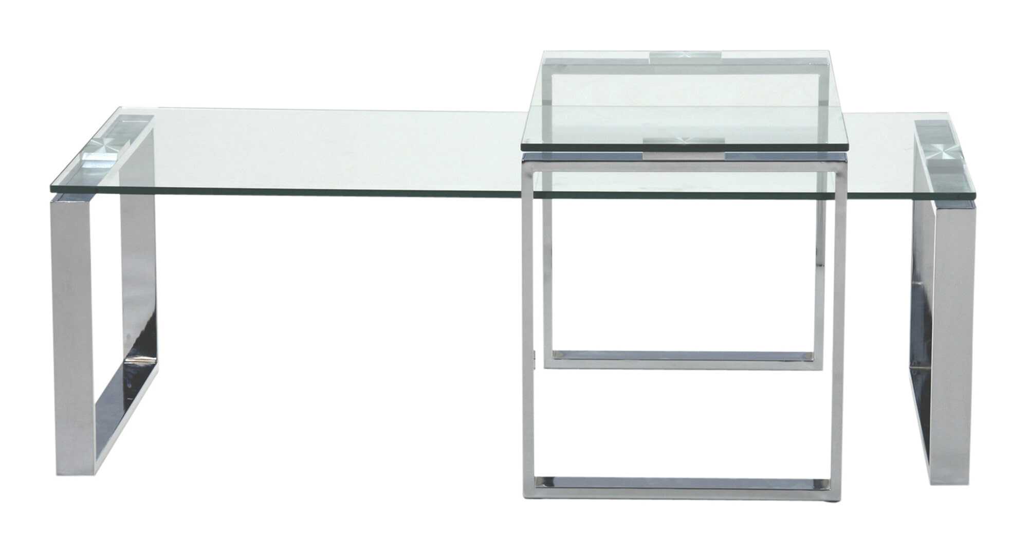 Bendt Glazen Salontafel 'Lone' set van 2 stuks, kleur chroom