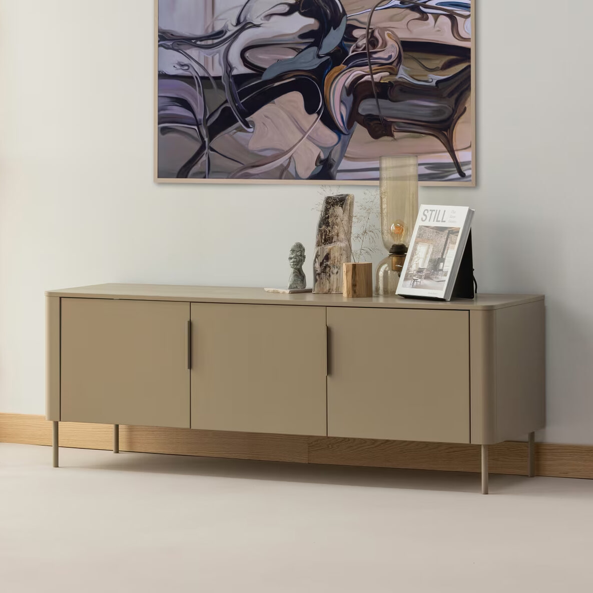 WOOOD TV-meubel 'Gunnar' Grenenhout, 154cm, Zwevend of staand