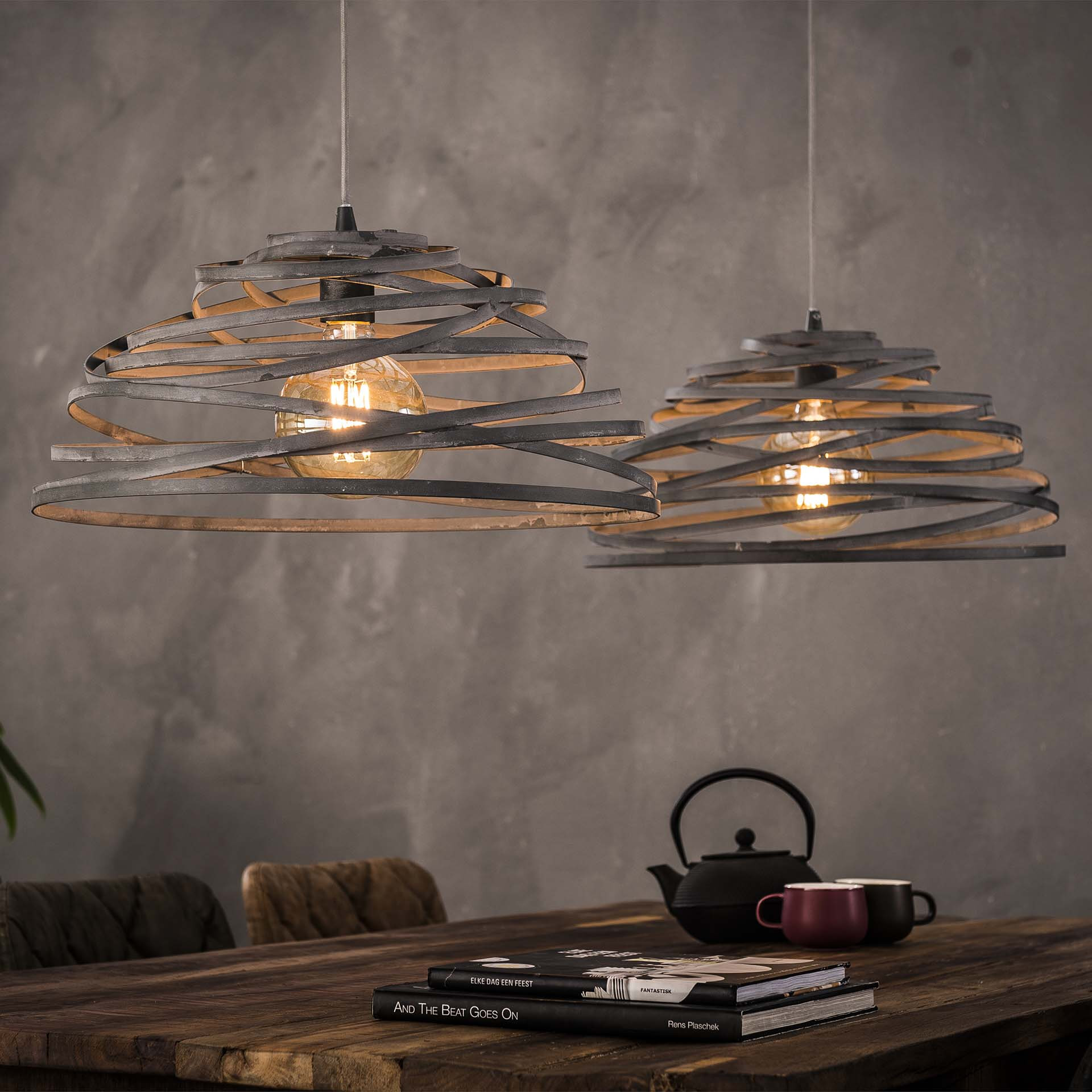 Hanglamp 'Twister' 2-lamps Ø50cm