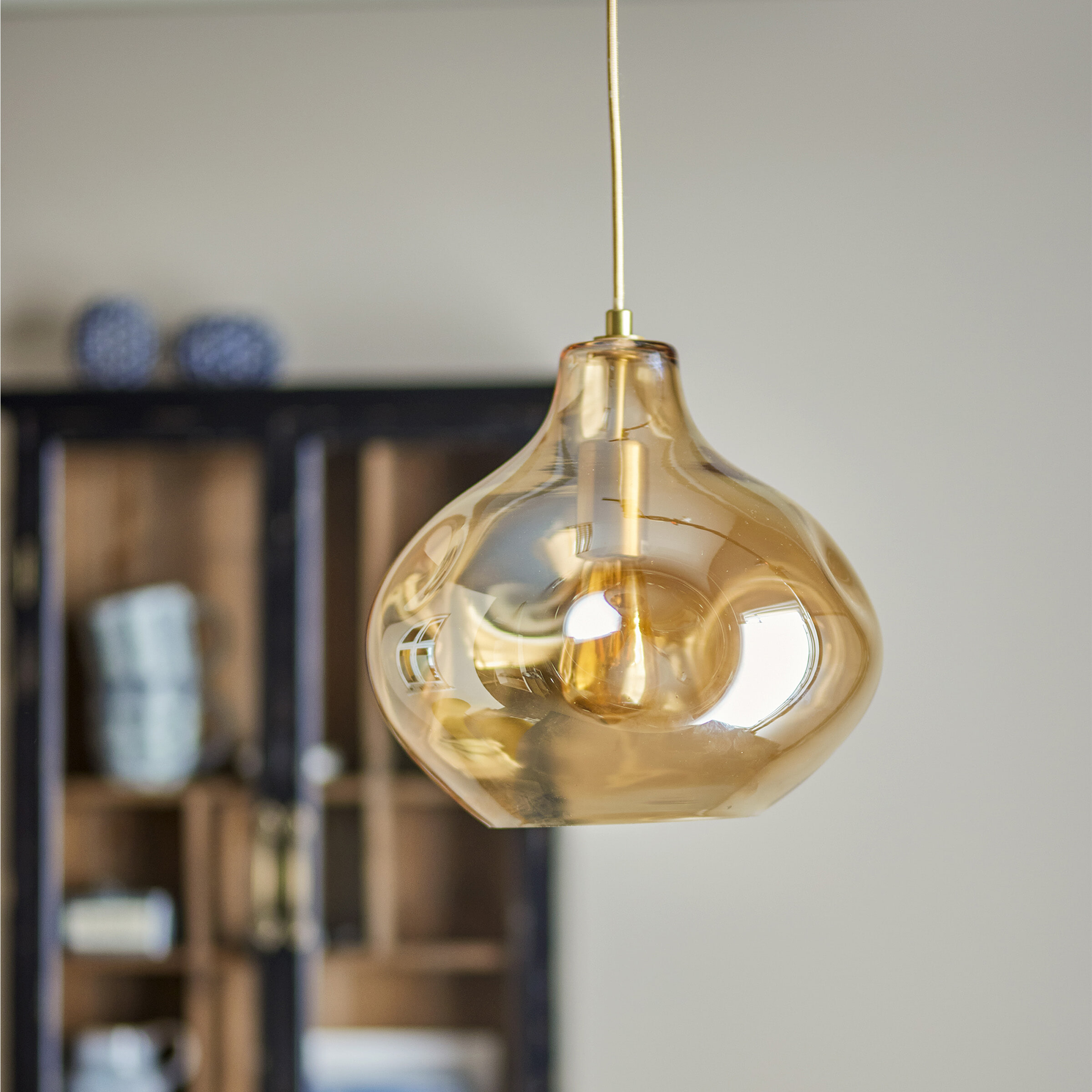 Bloomingville Hanglamp Azizi Glas, 30cm - Bruin