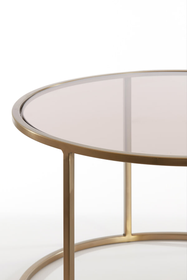 Light & Living Salontafel 'Duarte' Set van 2 stuks, kleur Goud/Lichtbruin