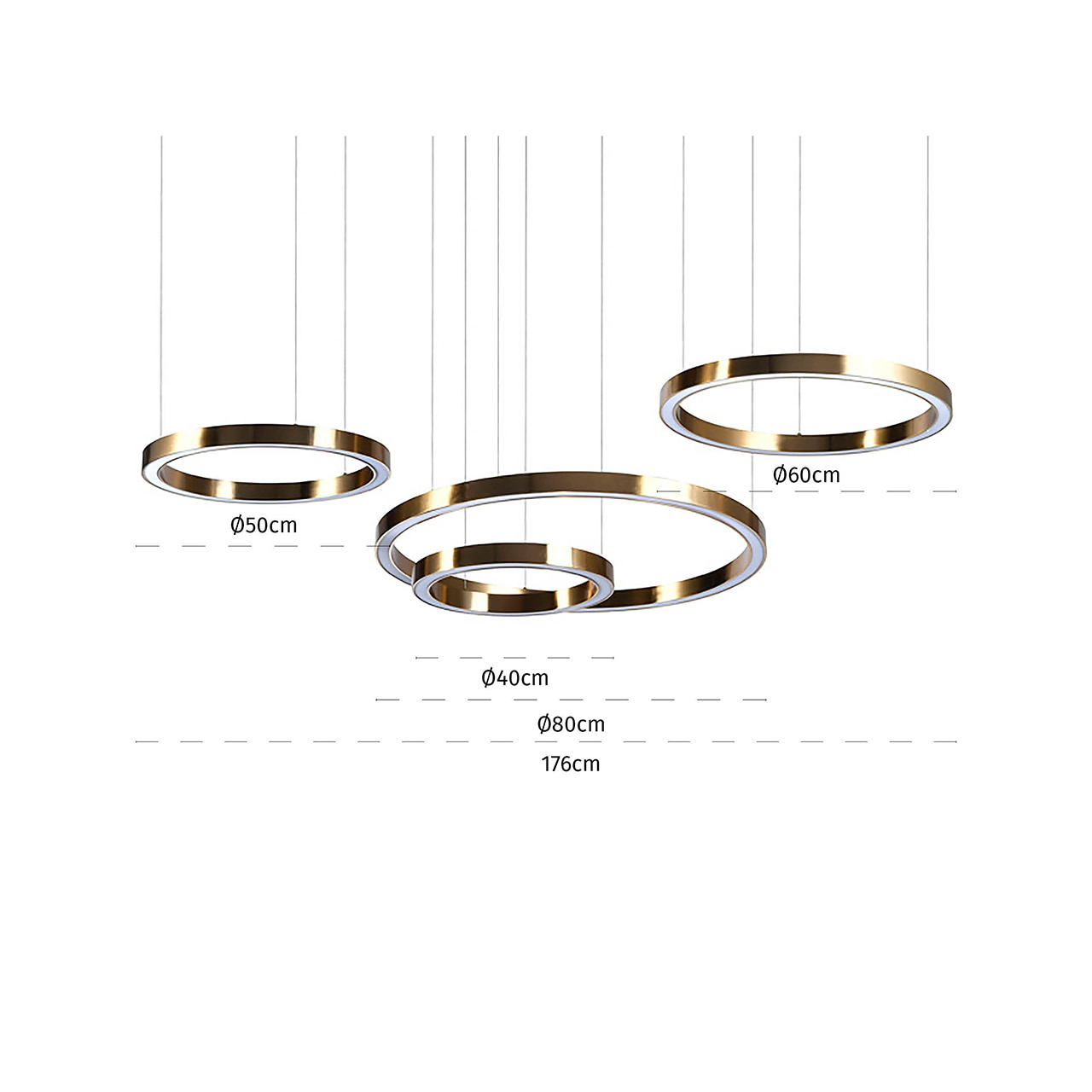 Richmond Hanglamp 'Lilou' 4-lamps, kleur Brushed Gold