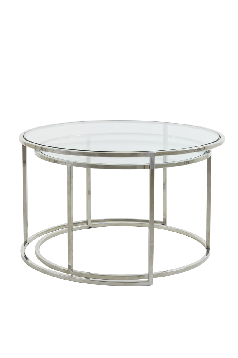 Light & Living Salontafel 'Duarte' Set van 2 stuks, nikkel+glas