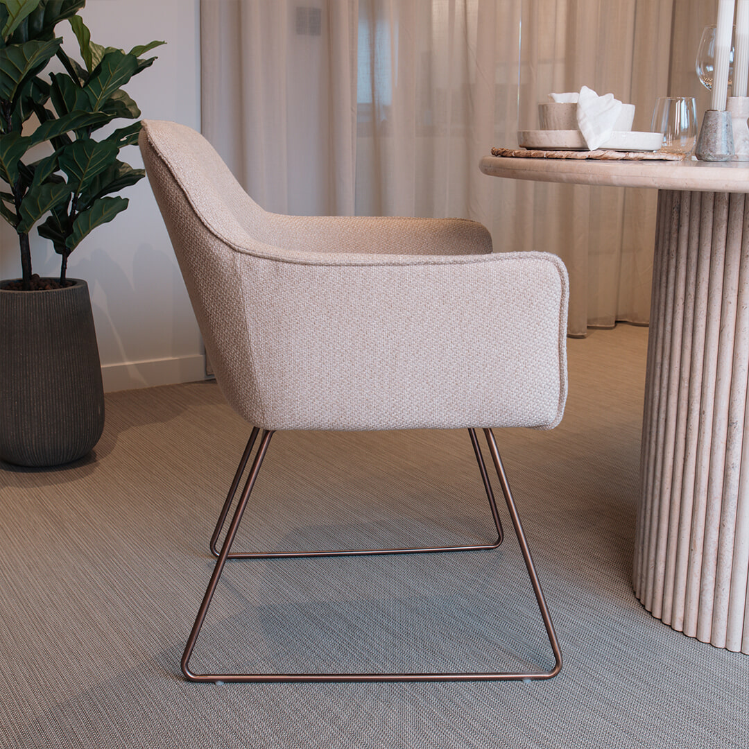Jesper Home Eetkamerstoel 'Hofu' Slide Rose Gold, kleur Wild Walnut
