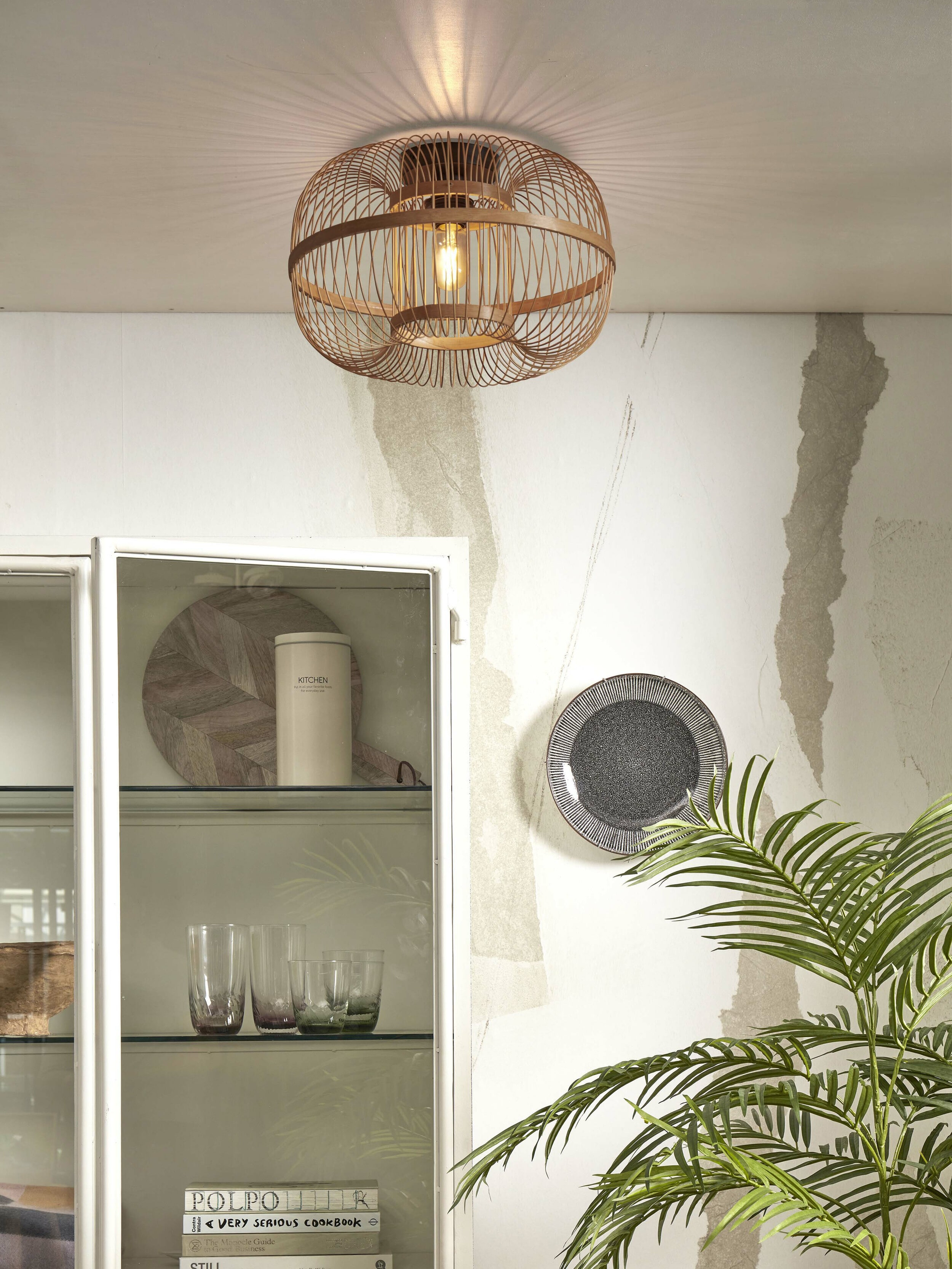GOOD&MOJO Plafondlamp 'Hokkaido' Bamboe, 38cm, kleur Naturel