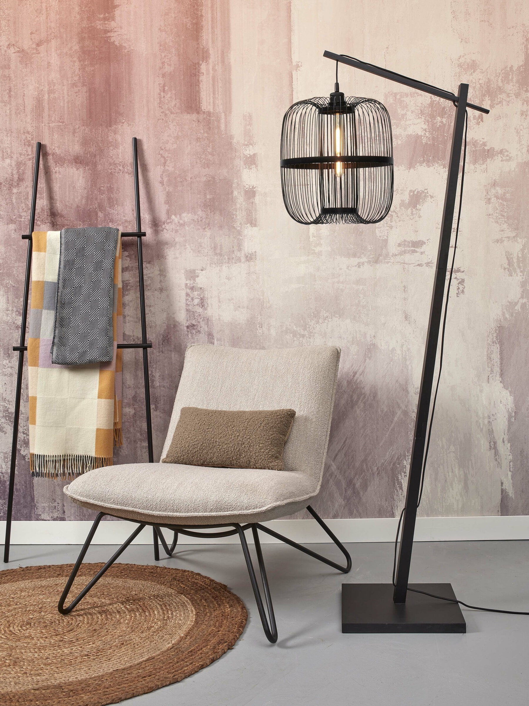 GOOD&MOJO Vloerlamp 'Hokkaido' Bamboe, 176cm, kleur Zwart