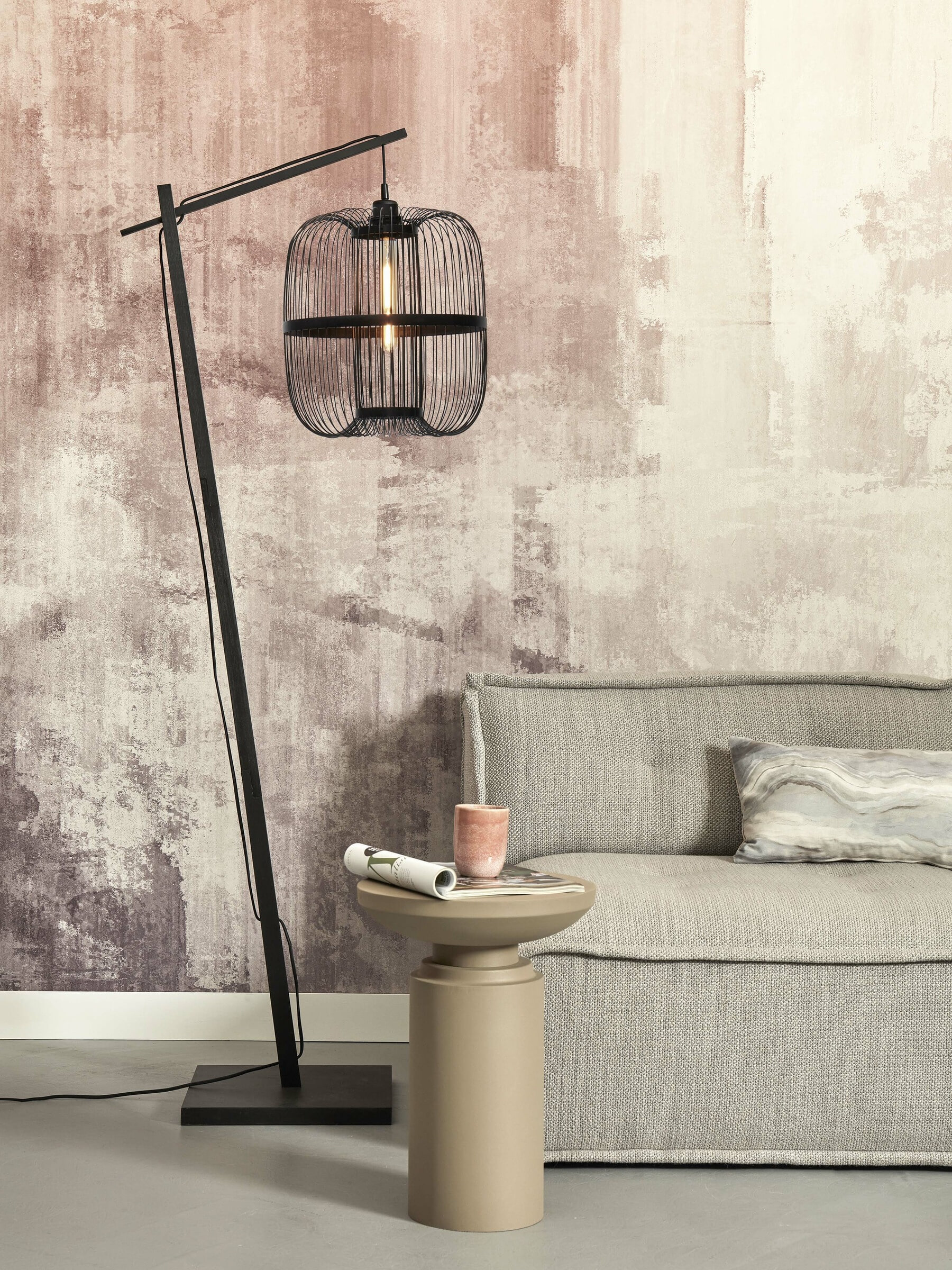 GOOD&MOJO Vloerlamp 'Hokkaido' Bamboe, 176cm, kleur Zwart