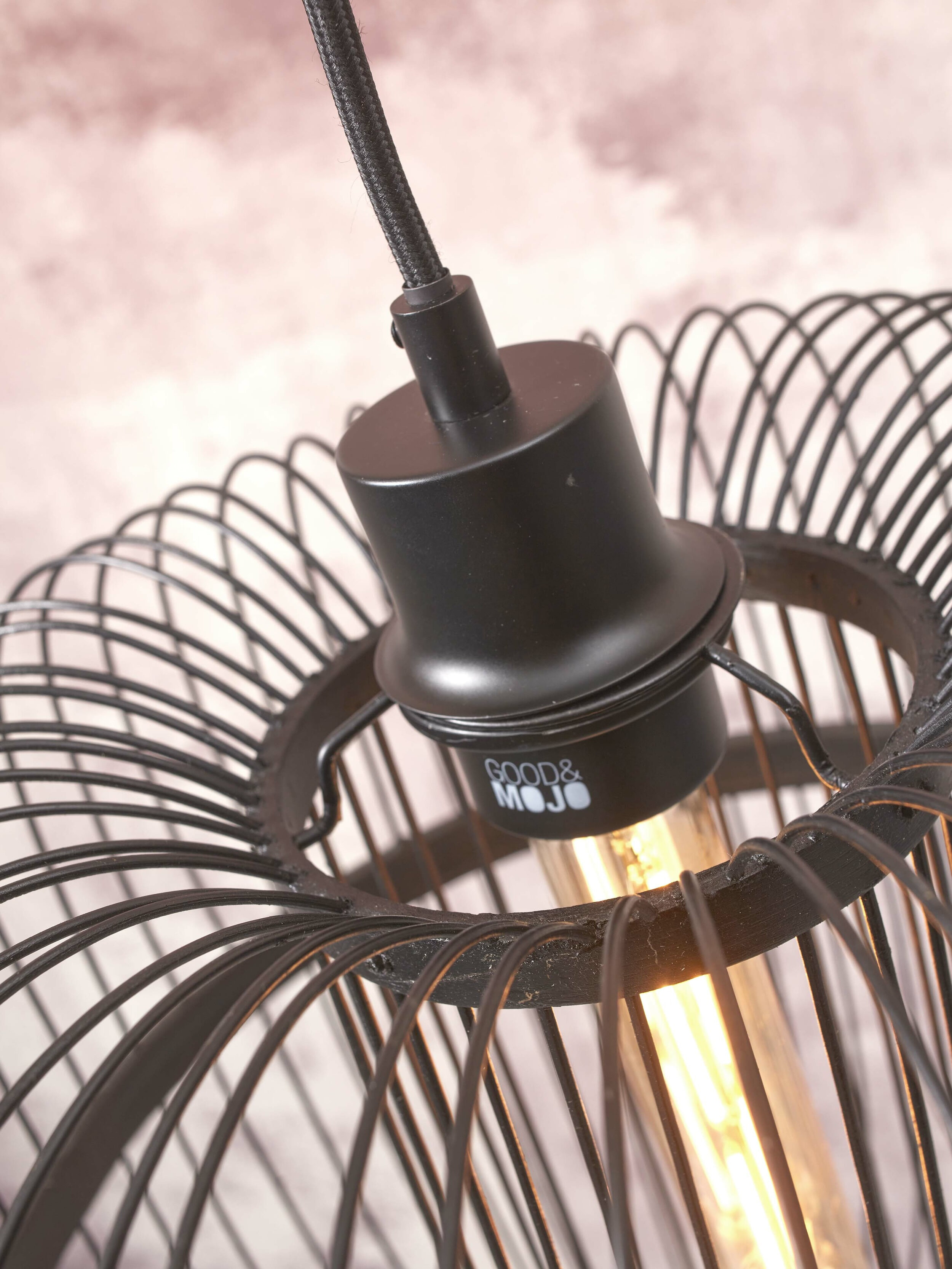 GOOD&MOJO Vloerlamp 'Hokkaido' Bamboe, 176cm, kleur Zwart