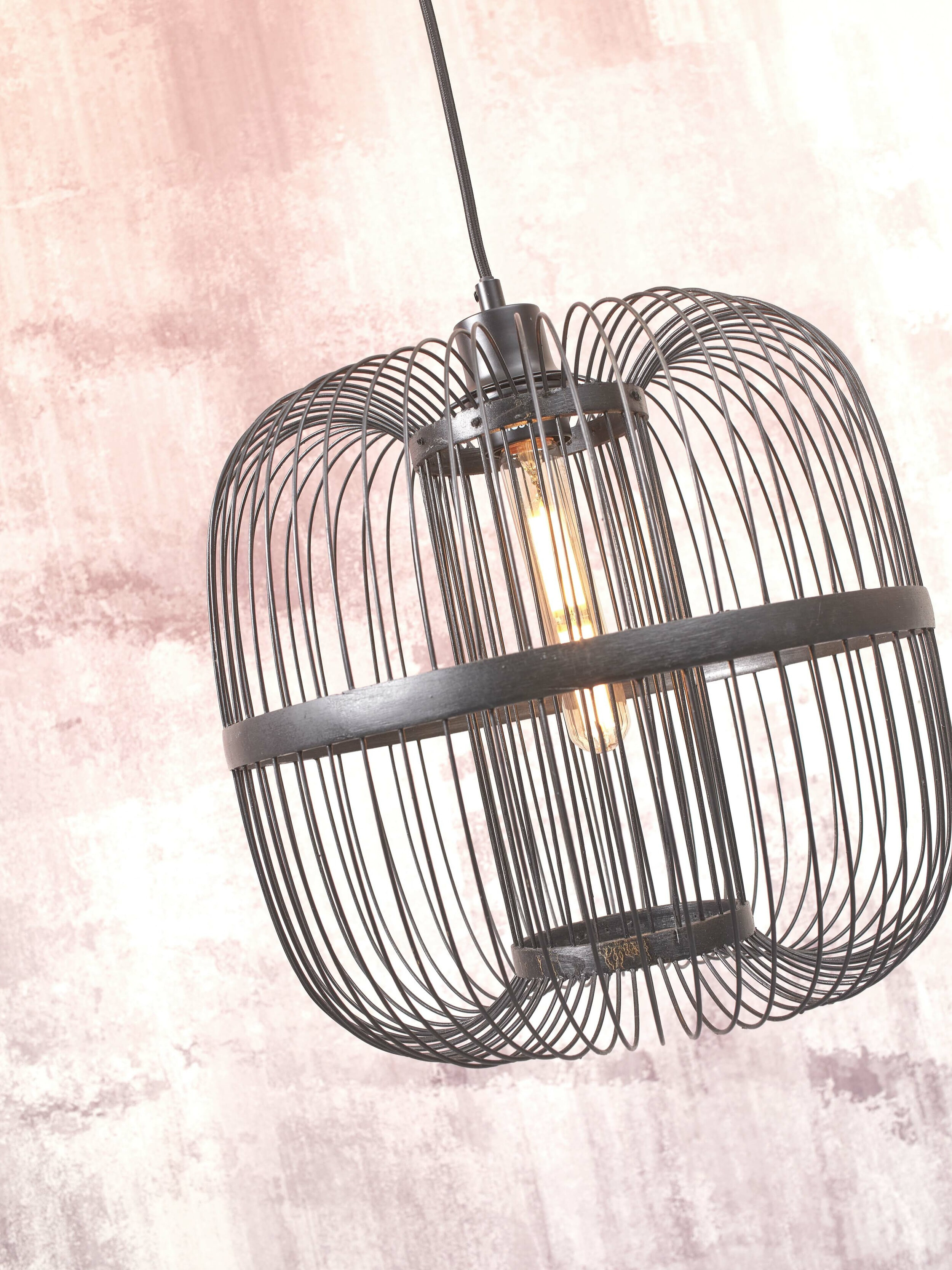 GOOD&MOJO Vloerlamp 'Hokkaido' Bamboe, 176cm, kleur Zwart