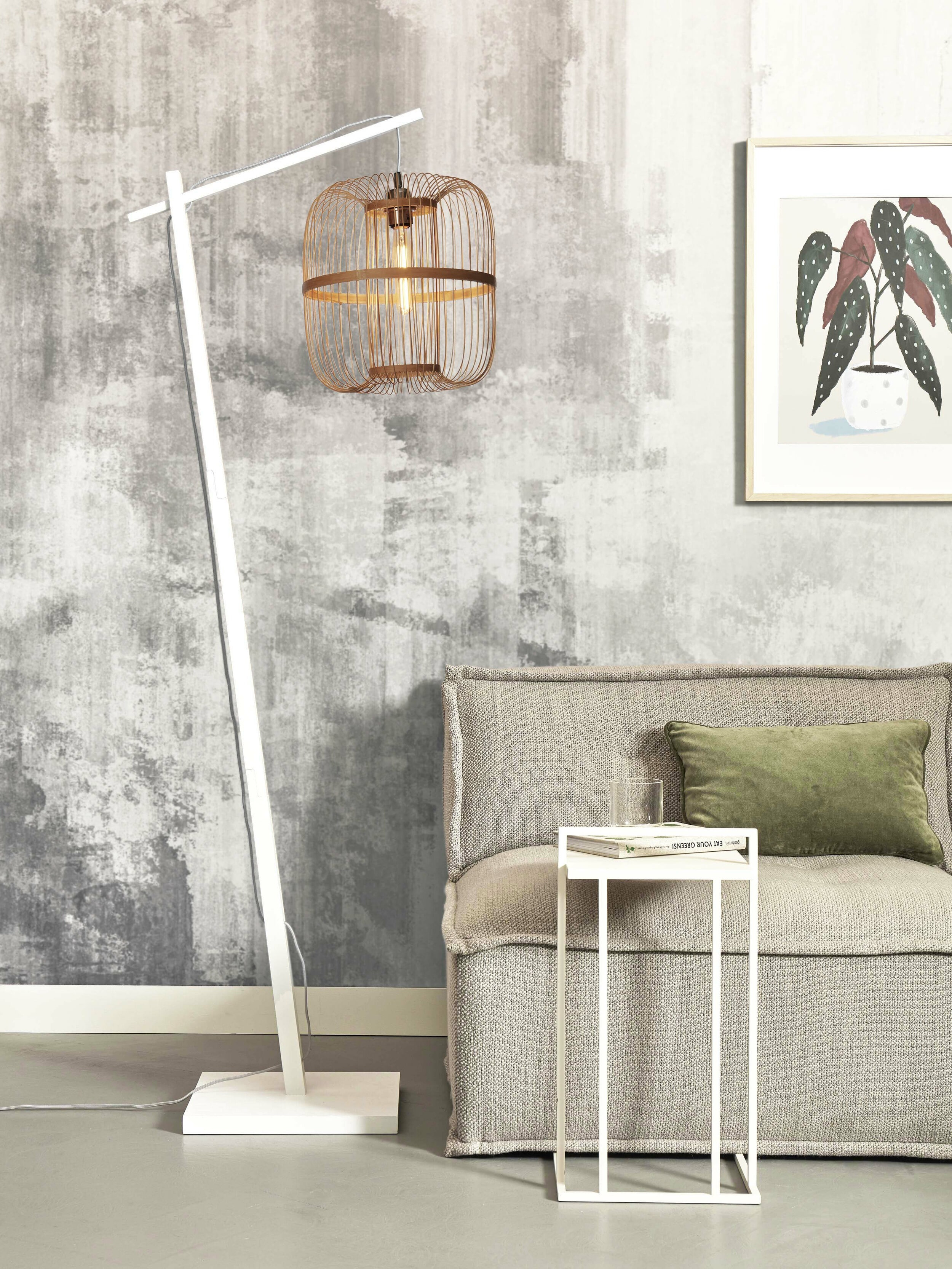 GOOD&MOJO Vloerlamp 'Hokkaido' Bamboe, 176cm, kleur Wit/Naturel