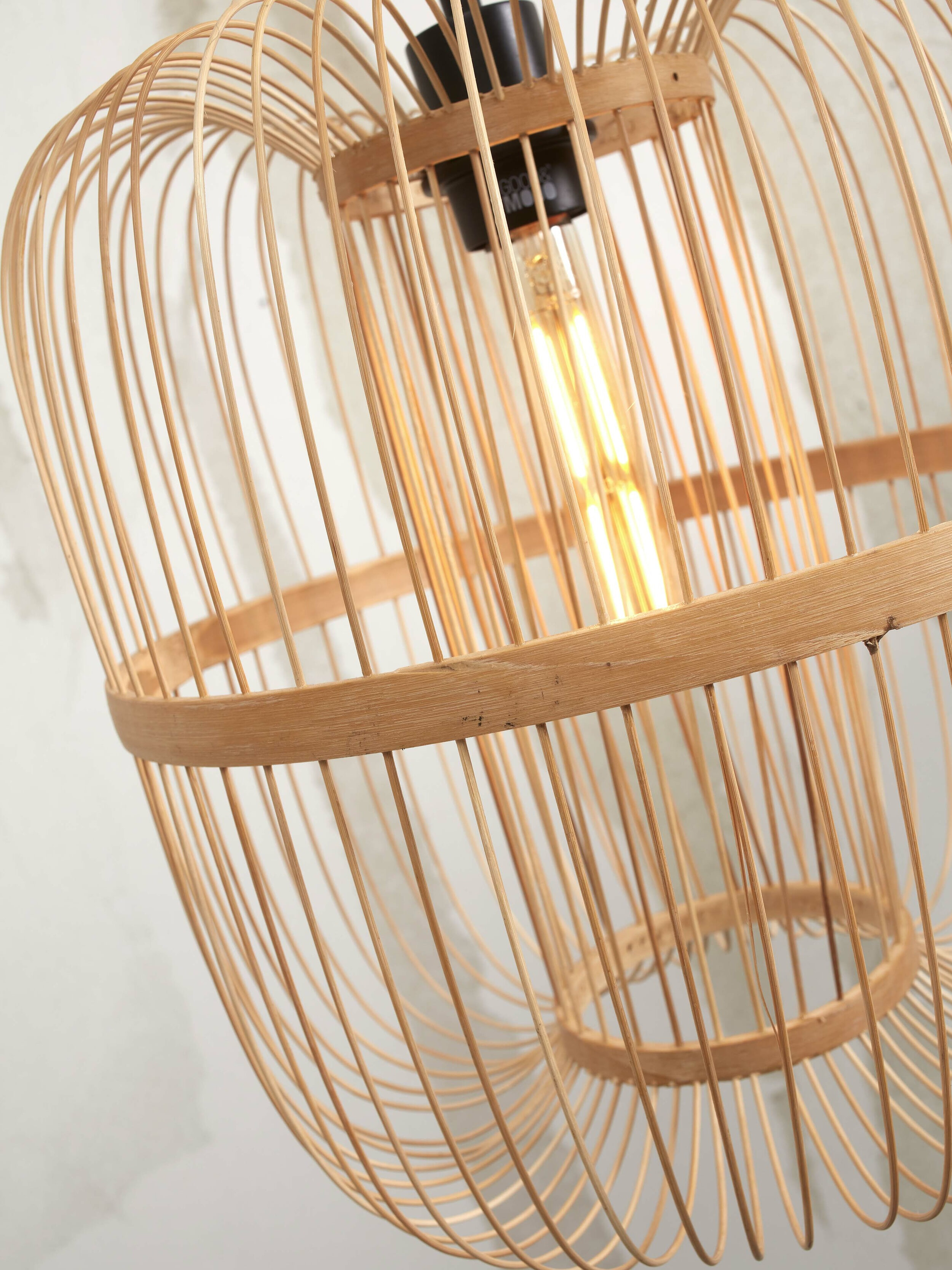 GOOD&MOJO Vloerlamp 'Hokkaido' Bamboe, 176cm, kleur Wit/Naturel