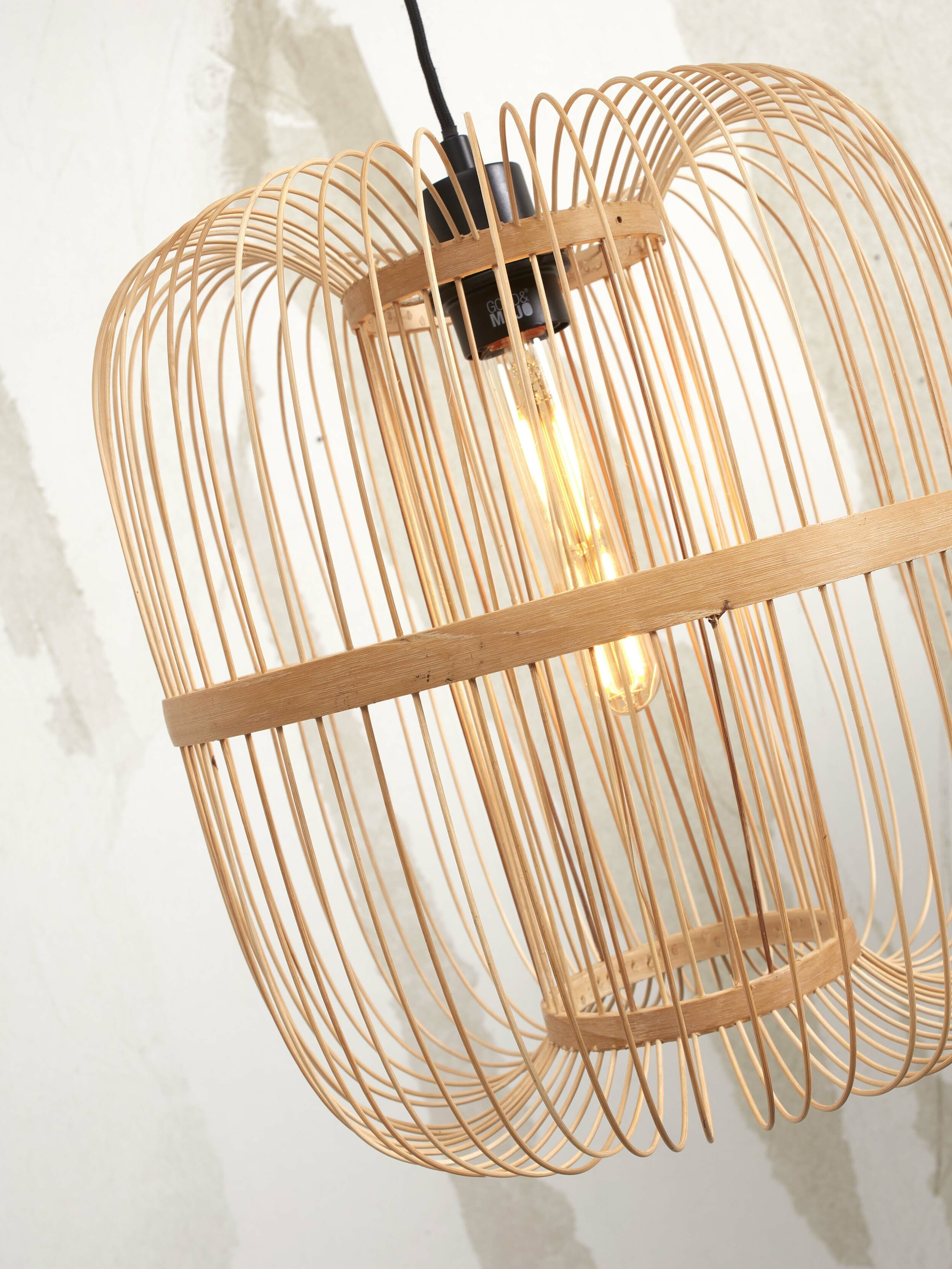 GOOD&MOJO Vloerlamp 'Hokkaido' Bamboe, 176cm, kleur Wit/Naturel