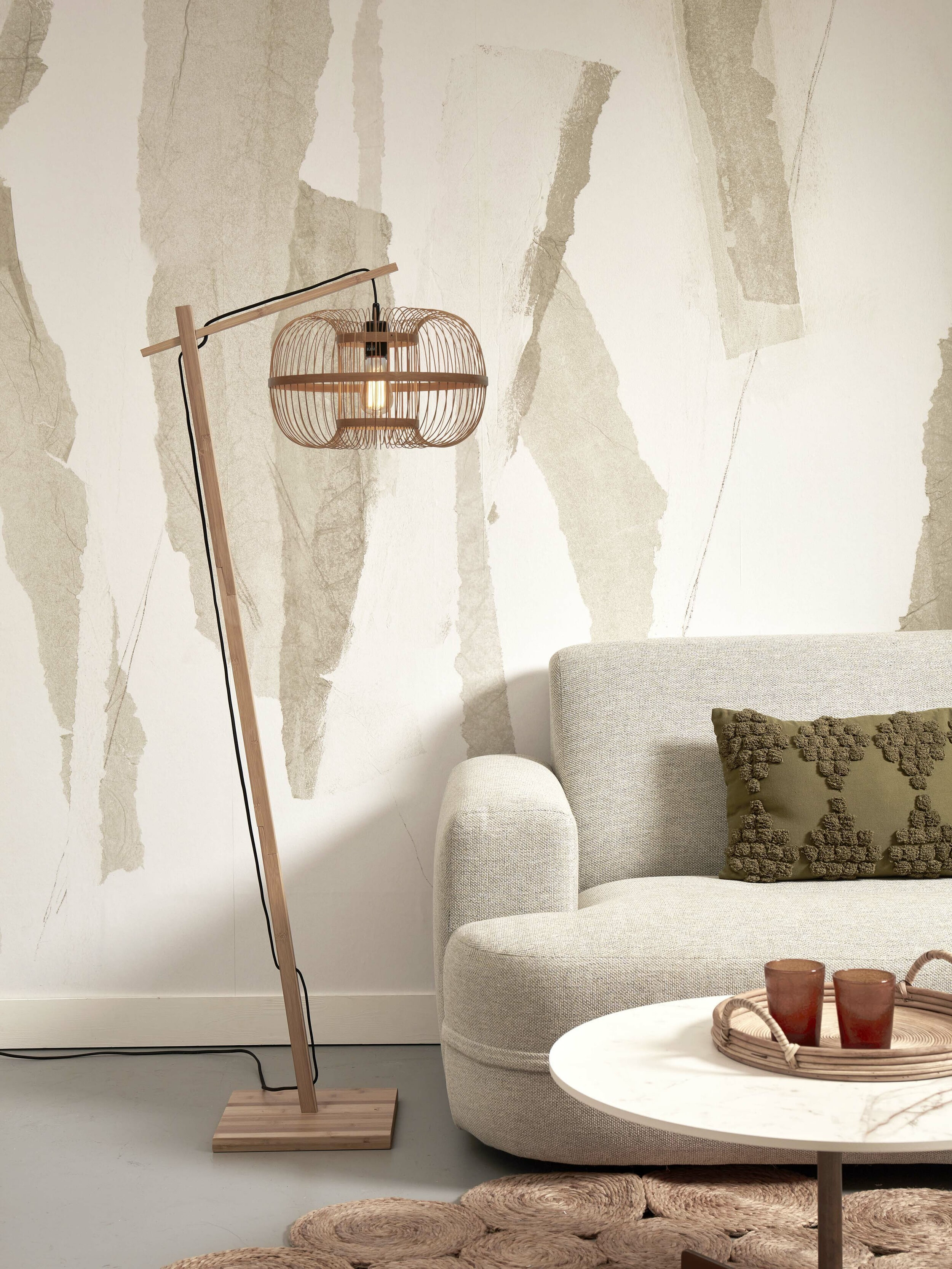 GOOD&MOJO Vloerlamp 'Hokkaido' Bamboe, 150cm, kleur Naturel