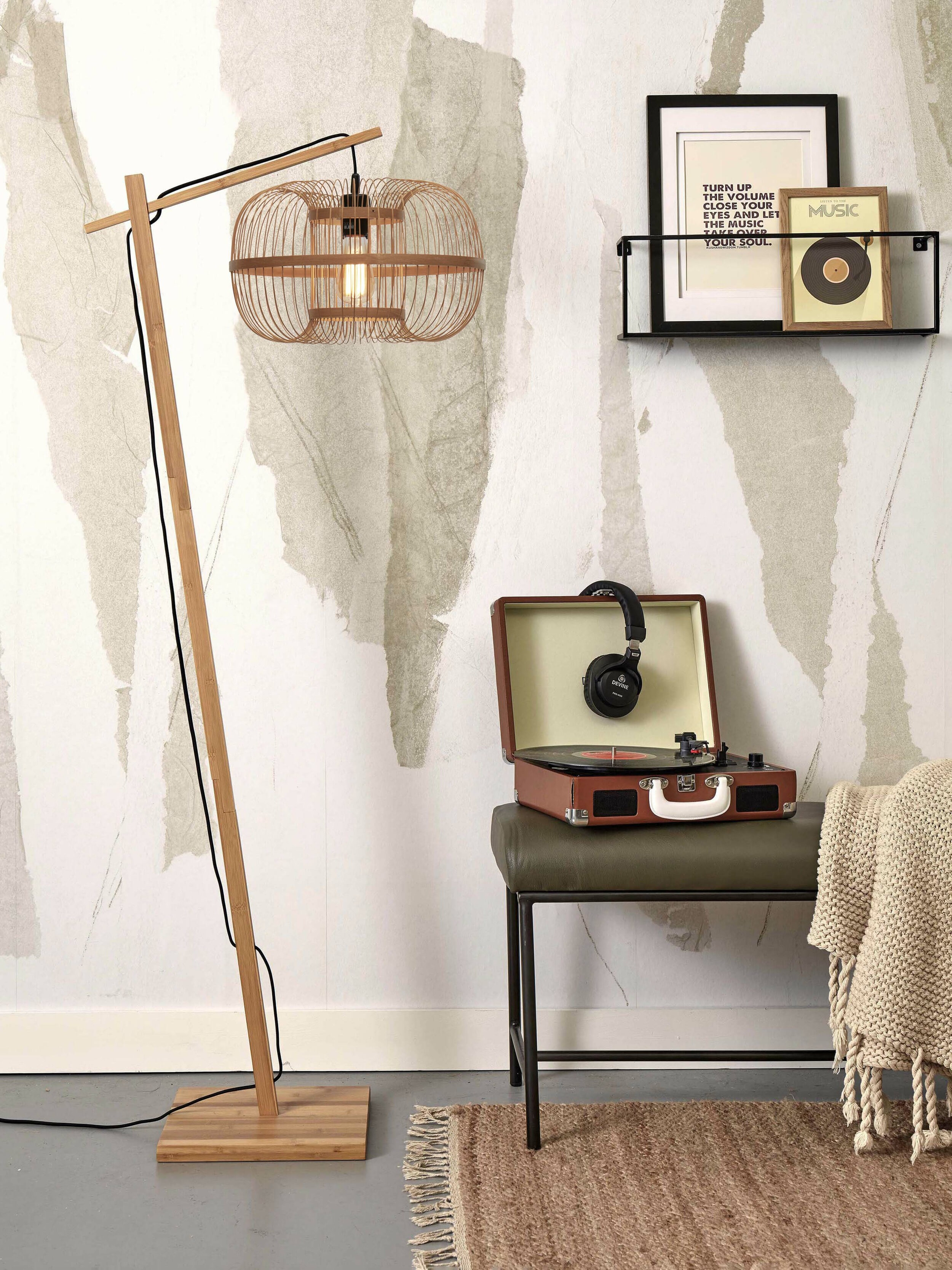 GOOD&MOJO Vloerlamp 'Hokkaido' Bamboe, 150cm, kleur Naturel