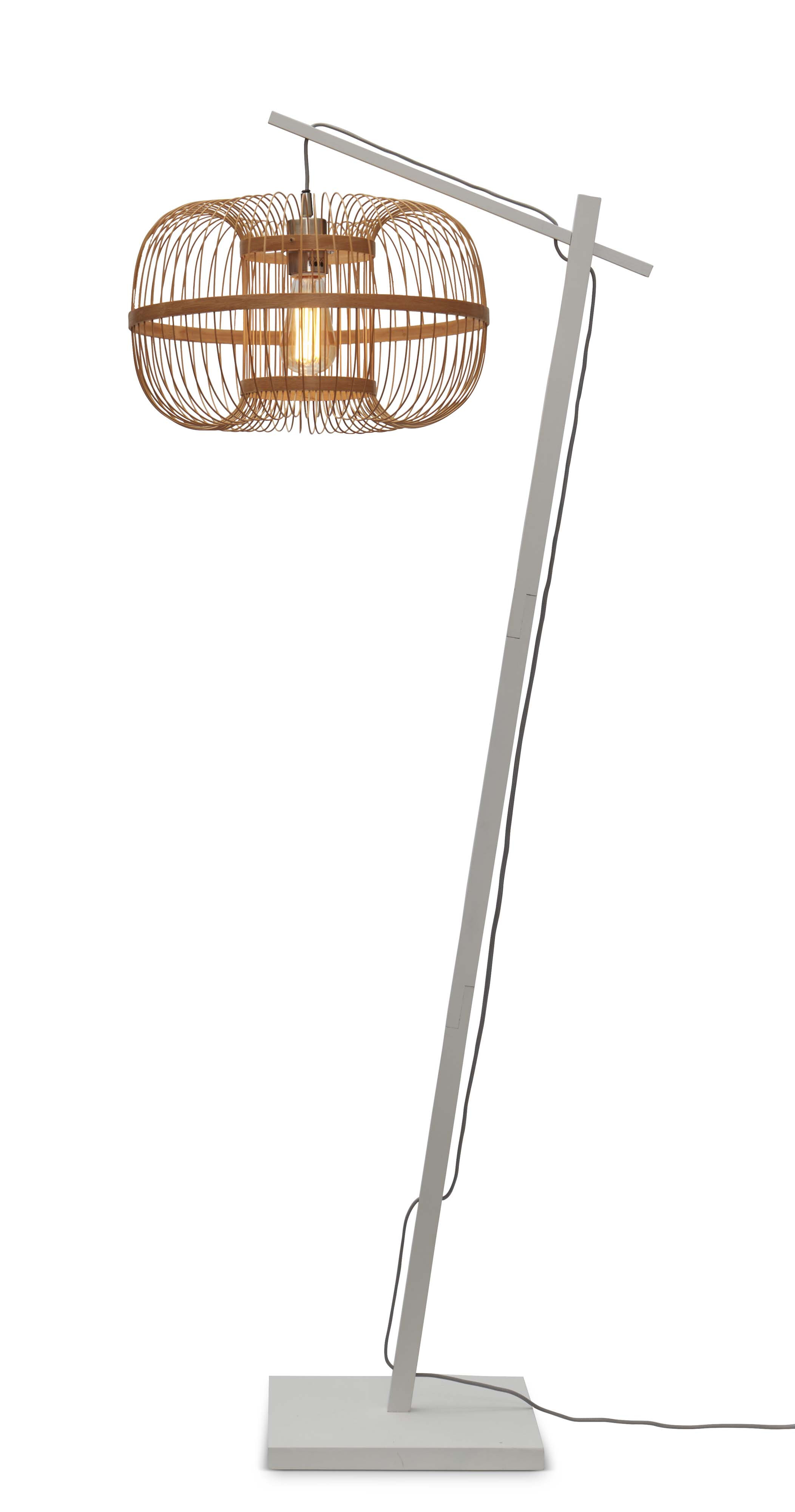 GOOD&MOJO Vloerlamp 'Hokkaido' Bamboe, 150cm, kleur Wit/Naturel