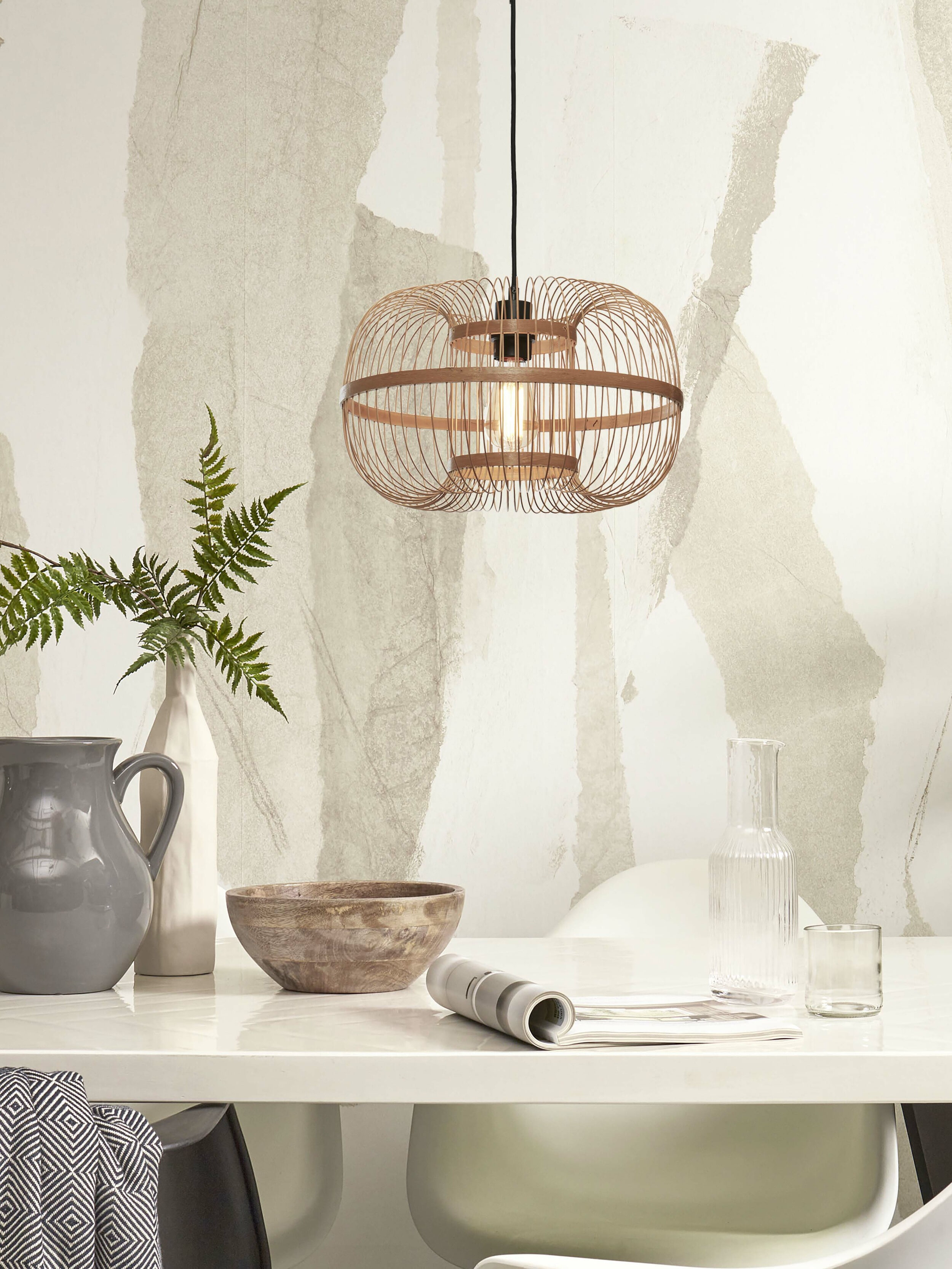 GOOD&MOJO Hanglamp 'Hokkaido' Bamboe, 38cm, kleur Naturel