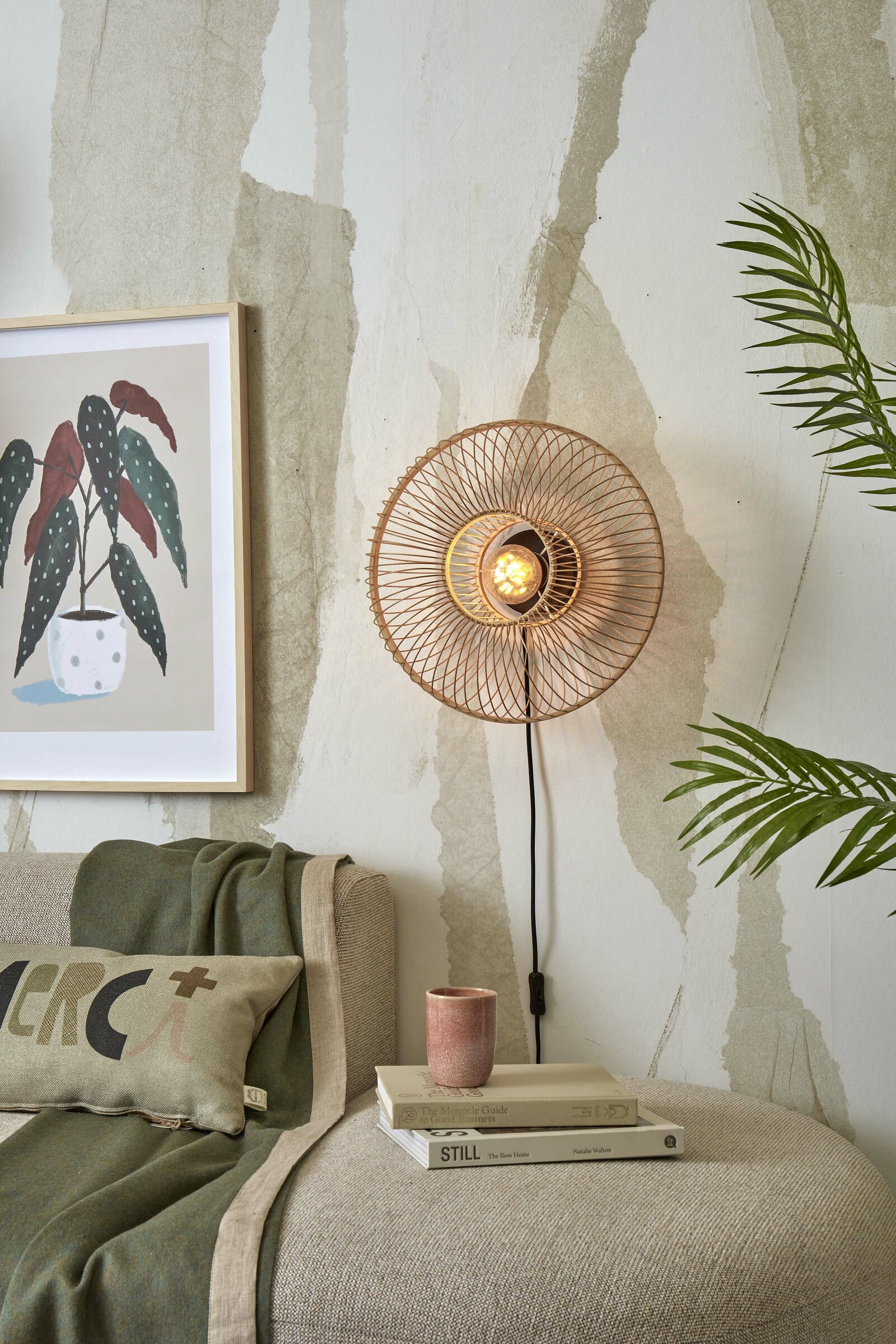 GOOD&MOJO Wandlamp 'Hokkaido' Bamboe, 38cm, kleur Naturel