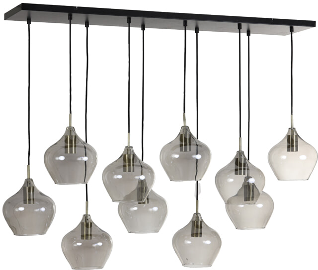 Light & Living Hanglamp 'Rakel' 10-Lamps, kleur Antiek Brons / Smoke