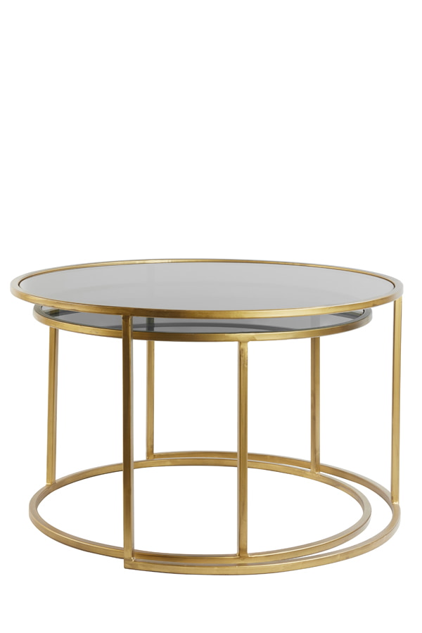 Light & Living Salontafel 'Duarte' Set van 2 stuks, kleur Goud/Smoke