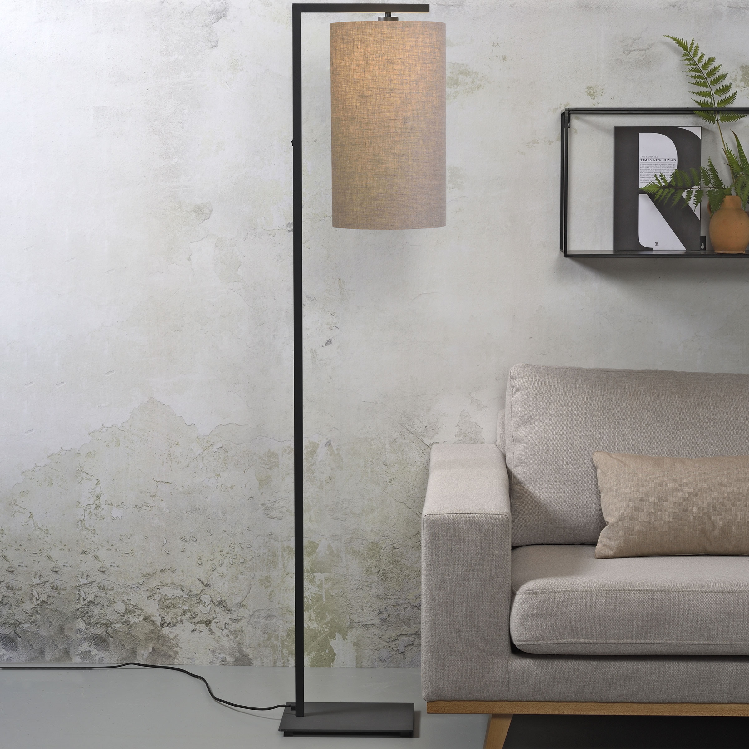 its about RoMi Vloerlamp 'Boston' Langwerpig, 160cm, kleur Donkerbeige