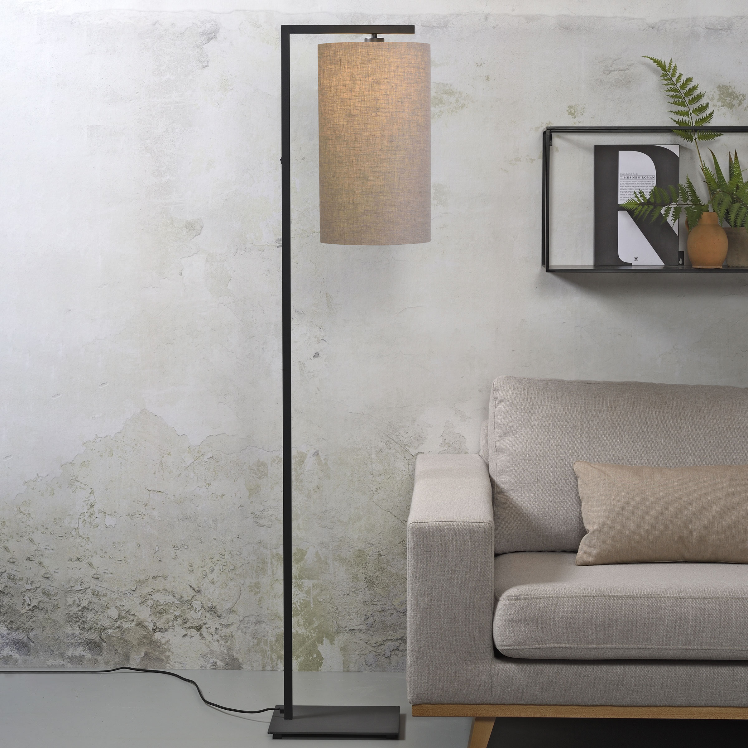 its about RoMi Vloerlamp 'Boston' Langwerpig, 160cm, kleur Donkerbeige