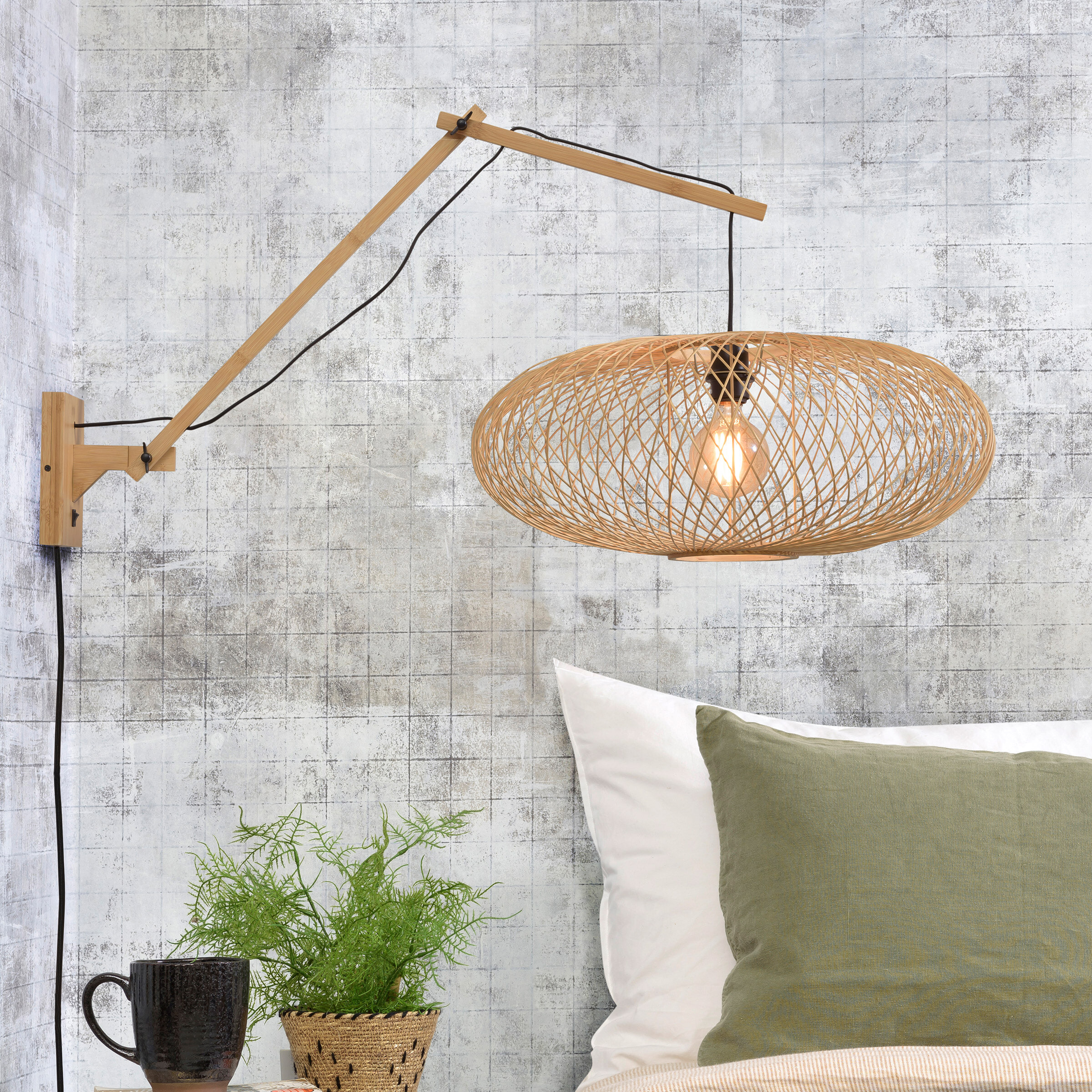 GOOD&MOJO Wandlamp 'Cango' Large, Bamboe, kleur Naturel