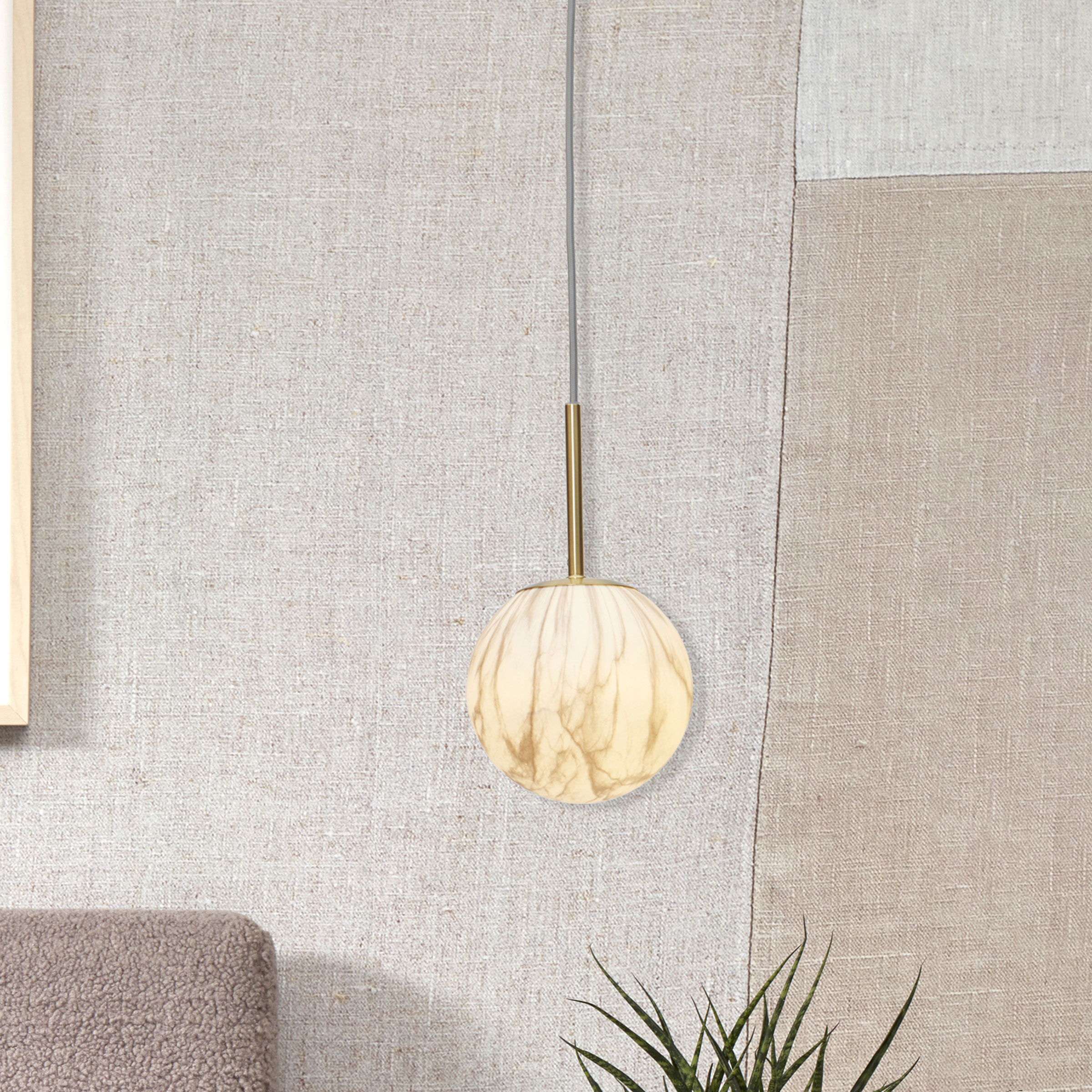 its about RoMi Hanglamp Carrara 16cm, Glas, Marmerlook - Wit