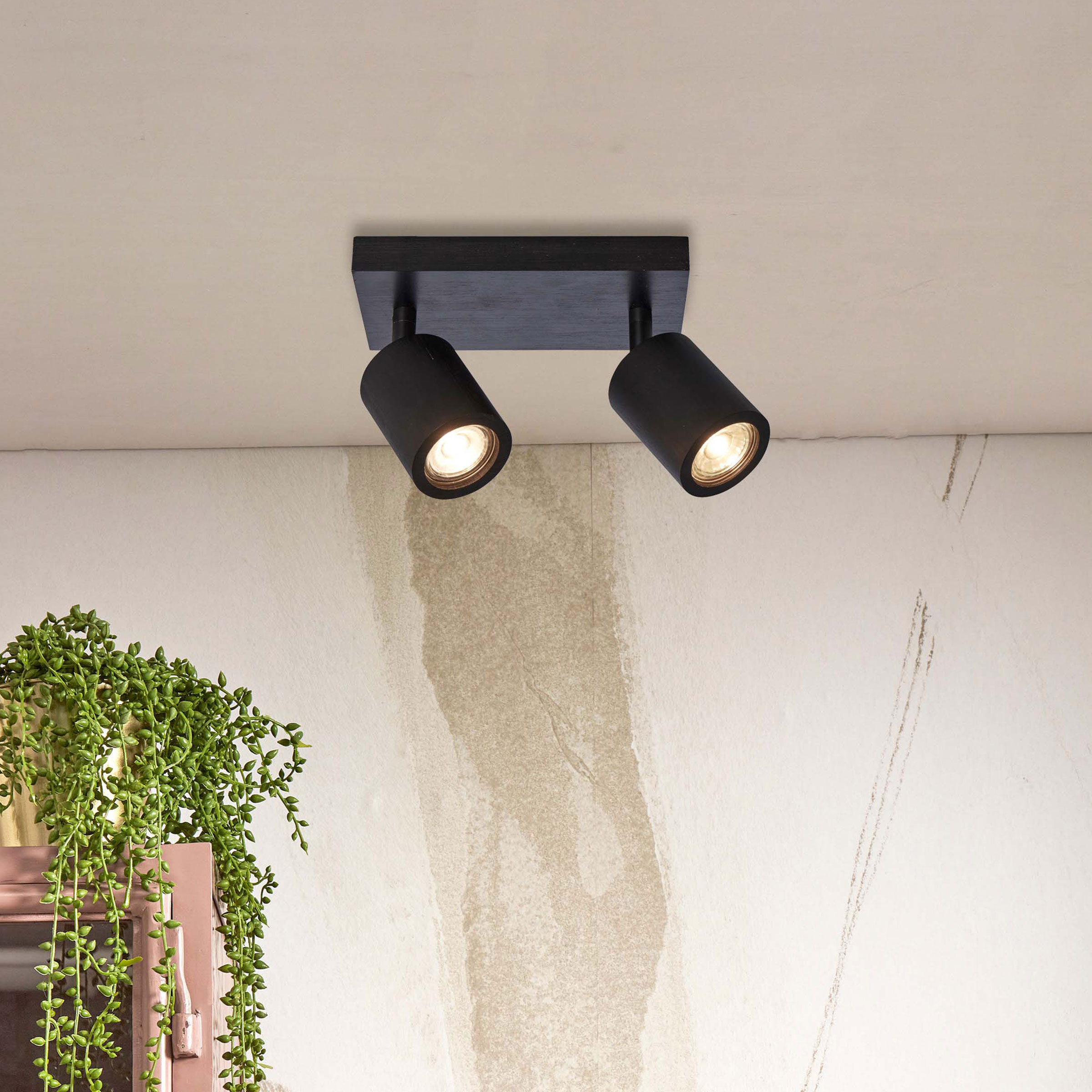 GOOD&MOJO Plafondlamp 'Java' 2-lamps, Bamboe, kleur Zwart
