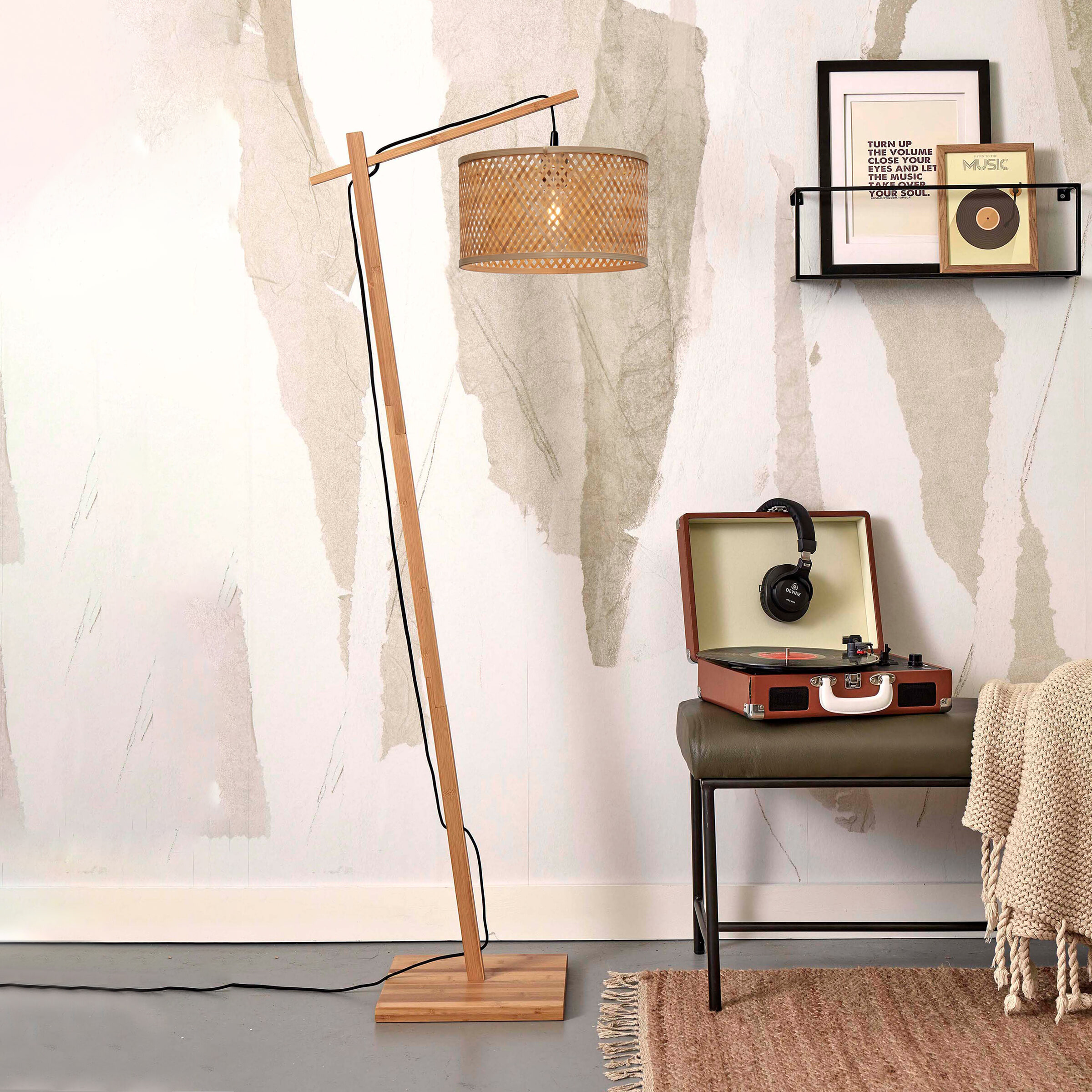 GOOD&MOJO Vloerlamp 'Java' Bamboe, 150cm, kleur Naturel