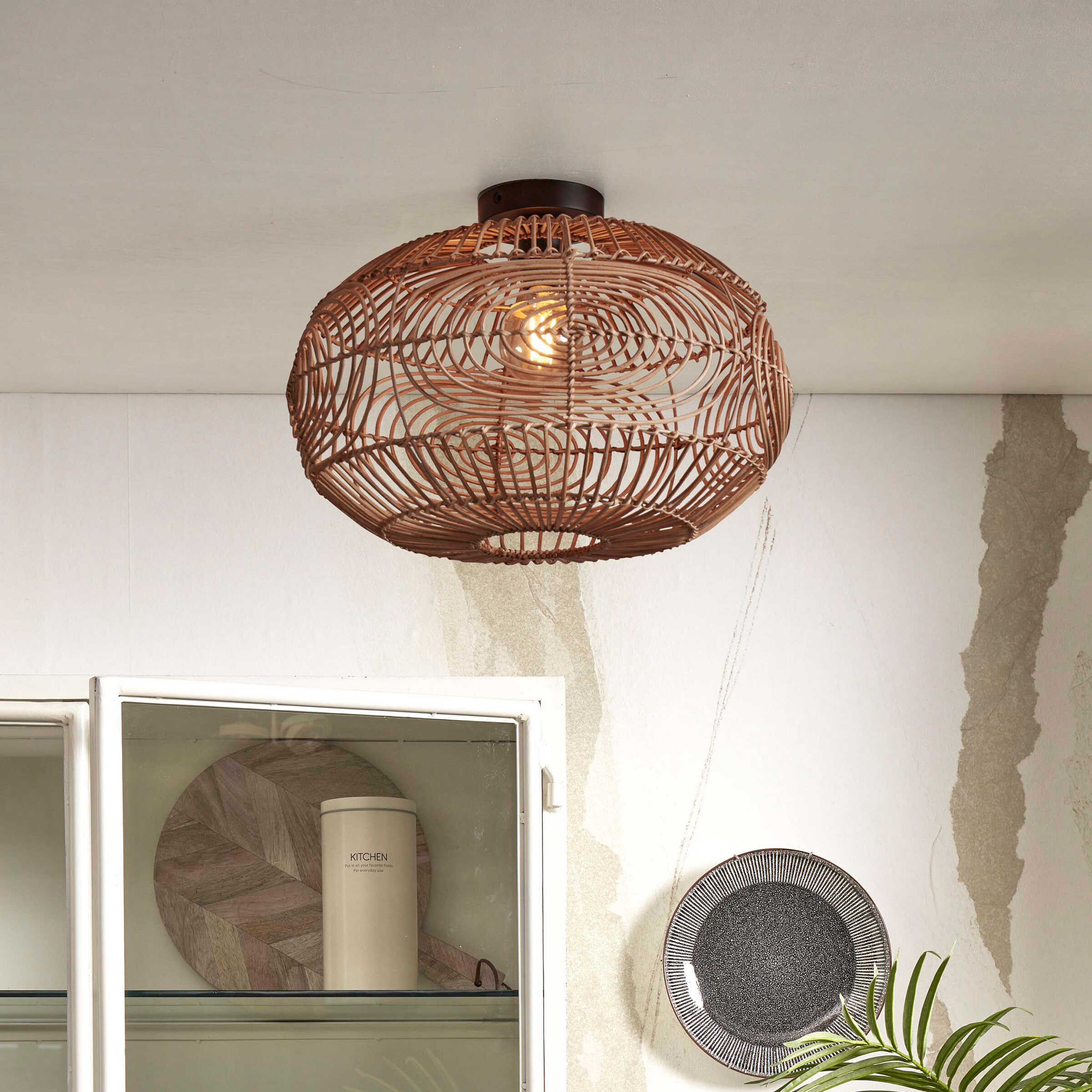 GOOD&MOJO Plafondlamp Madeira Rotan, 48cm - Naturel