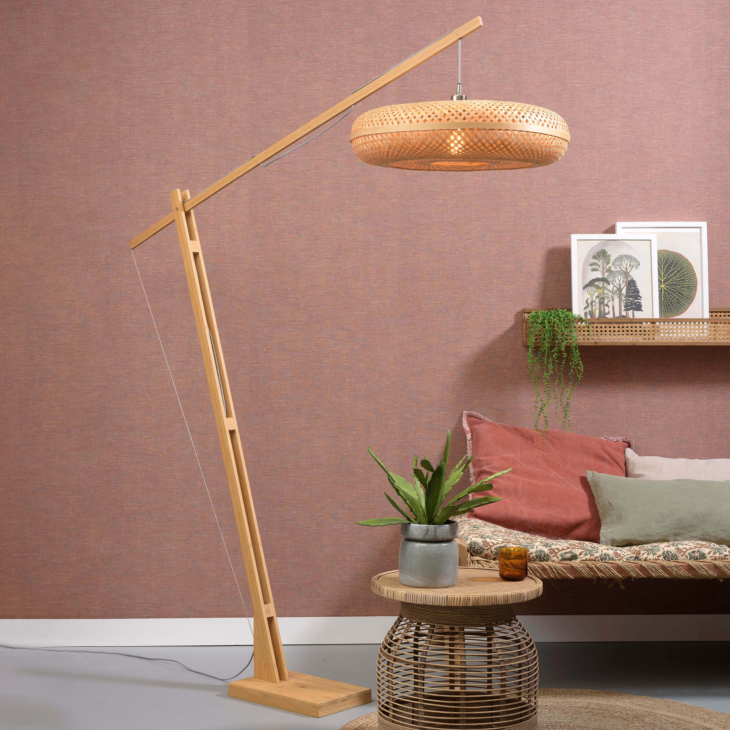 GOOD&MOJO Vloerlamp 'Palawan' Bamboe, 207cm, kleur Naturel