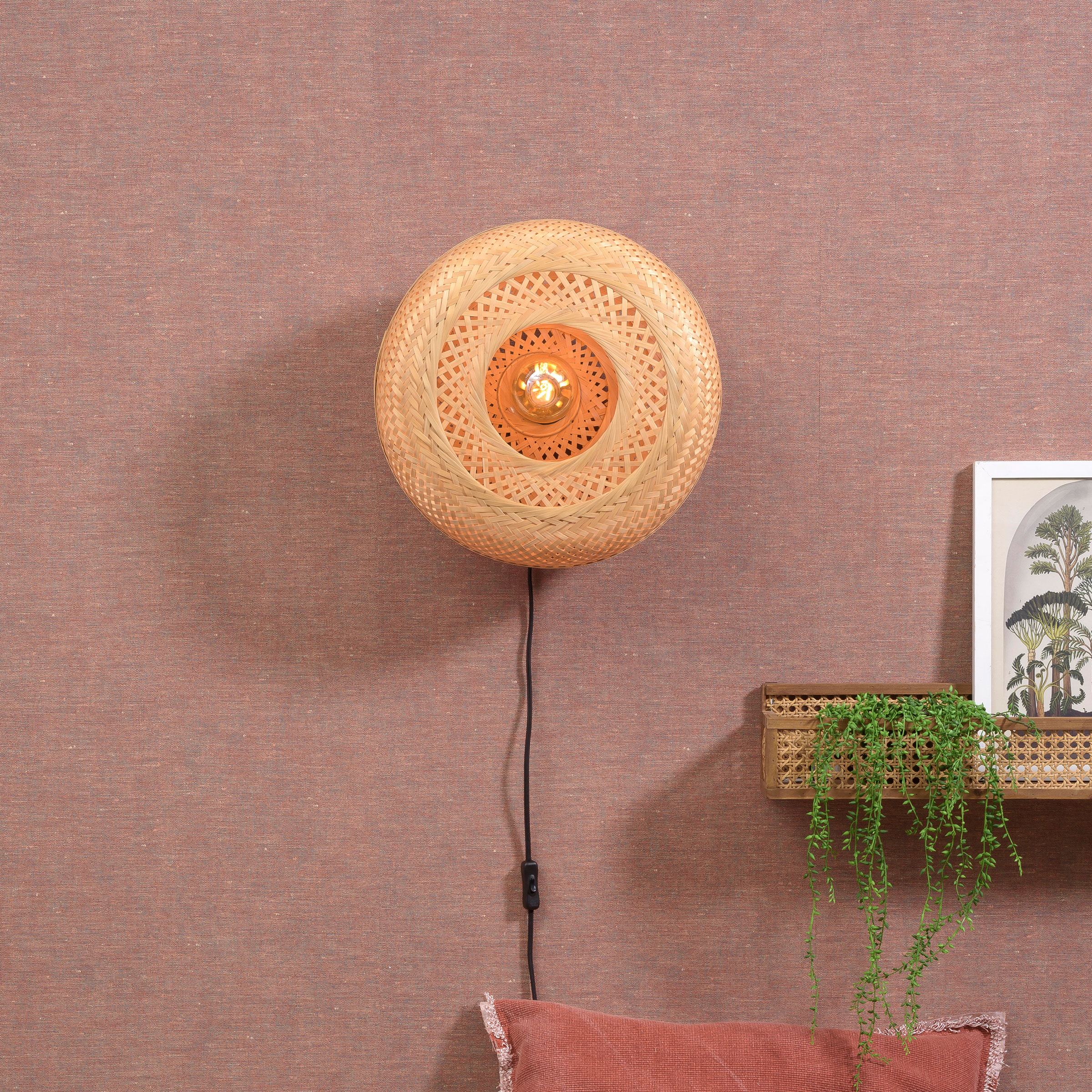 GOOD&MOJO Wandlamp 'Palawan' 40cm, Bamboe, kleur Naturel