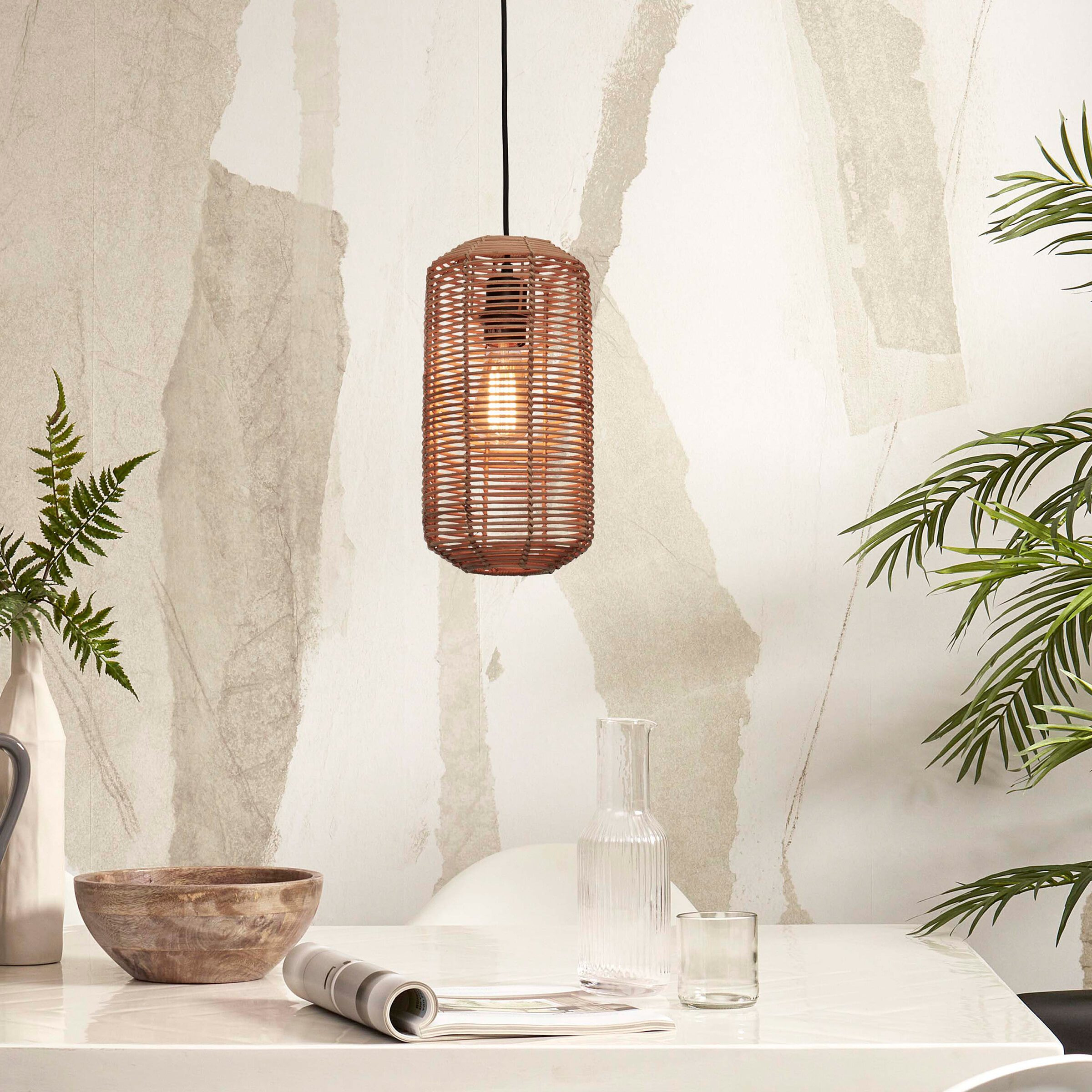 GOOD&MOJO Hanglamp 'Tanami' Rotan, 18cm, kleur Naturel