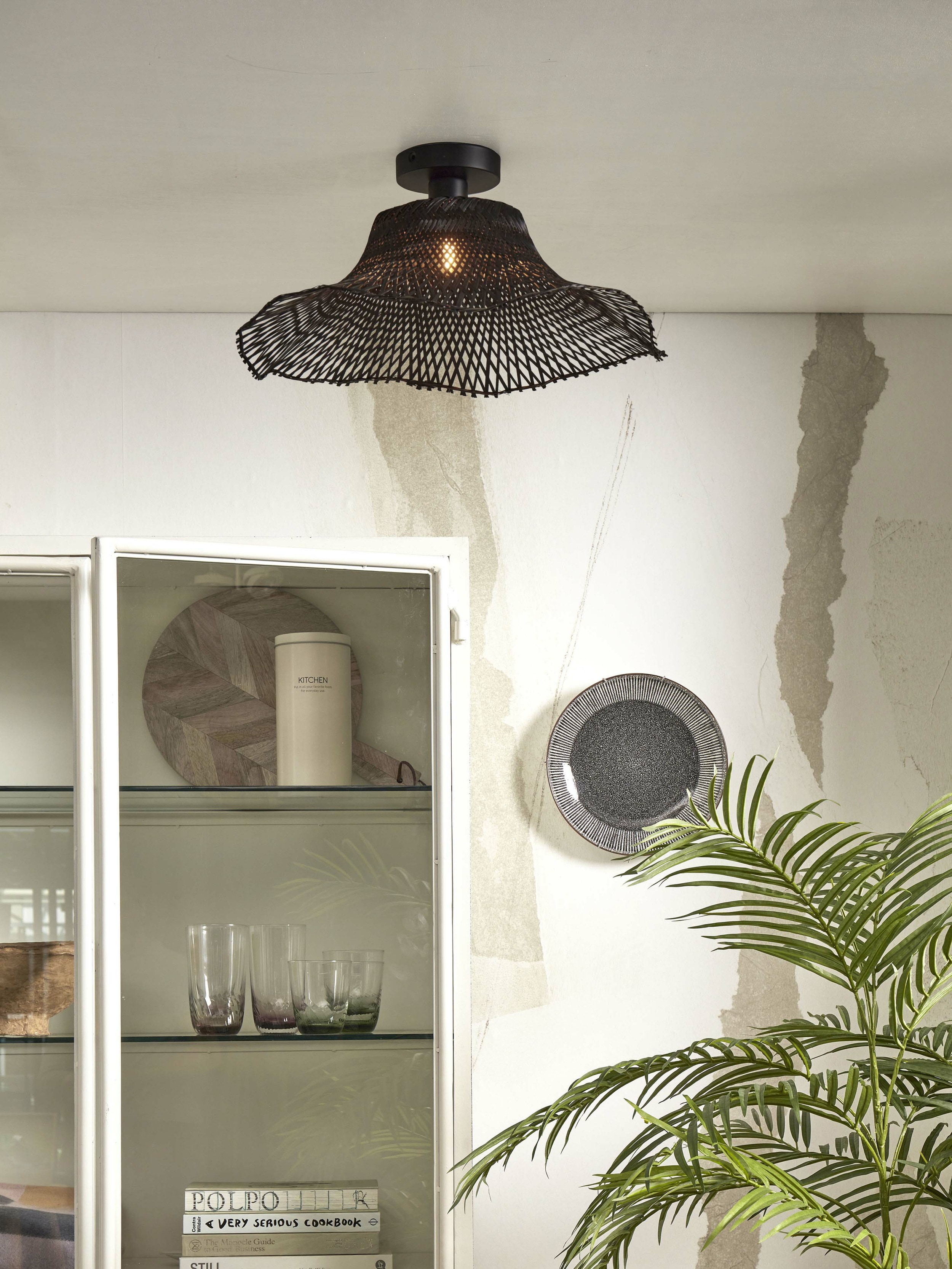 GOOD&MOJO Plafondlamp 'Ibiza' Bamboe, 50cm, kleur Zwart