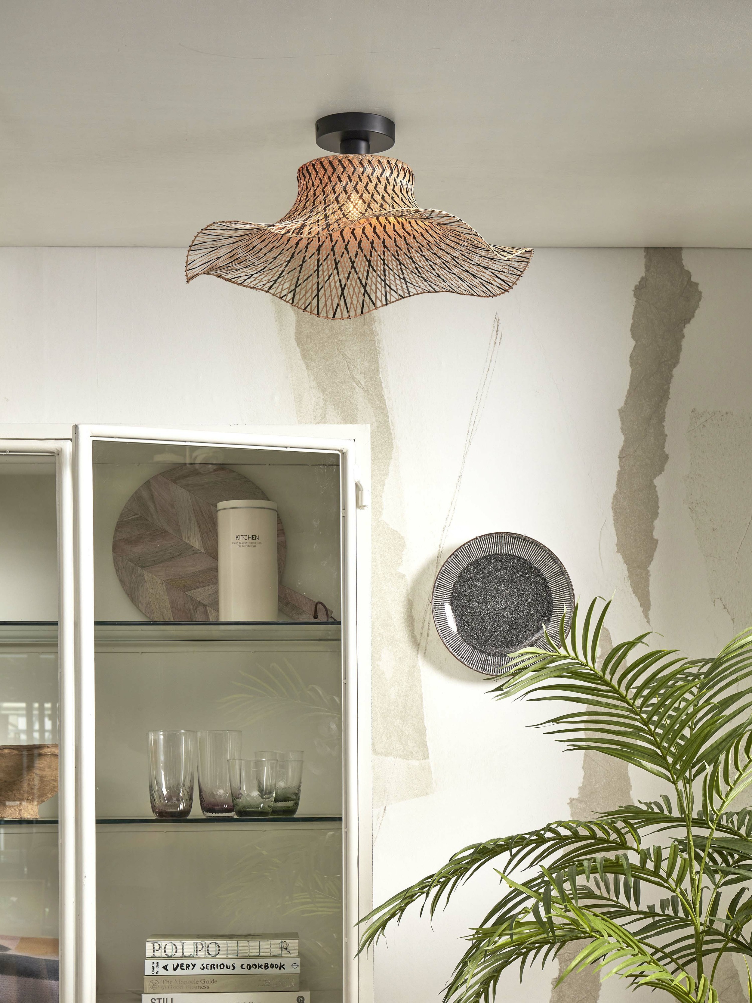 GOOD&MOJO Plafondlamp 'Ibiza' Bamboe, 50cm, kleur Naturel/Zwart