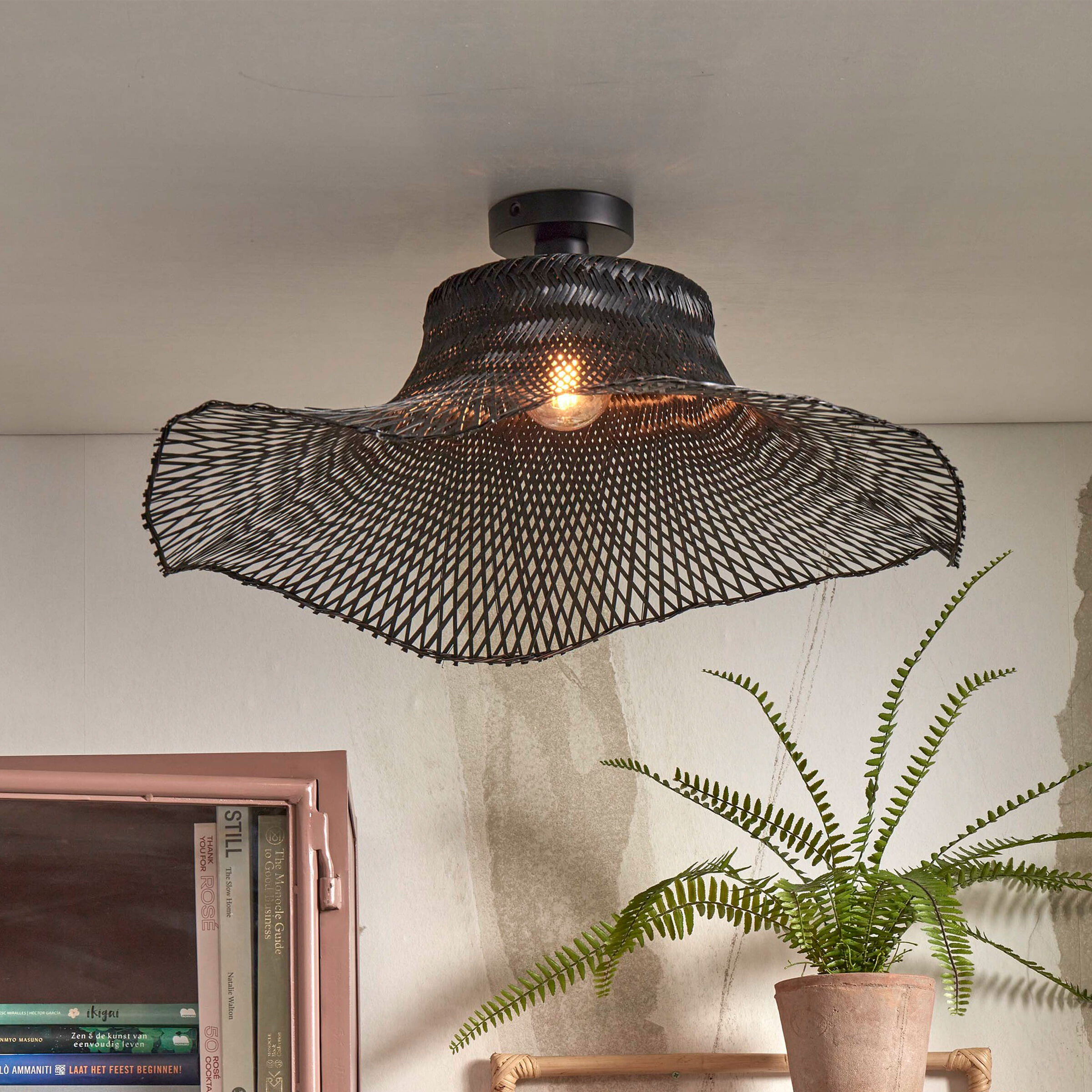 GOOD&MOJO Plafondlamp 'Ibiza' Bamboe, 65cm, kleur Zwart