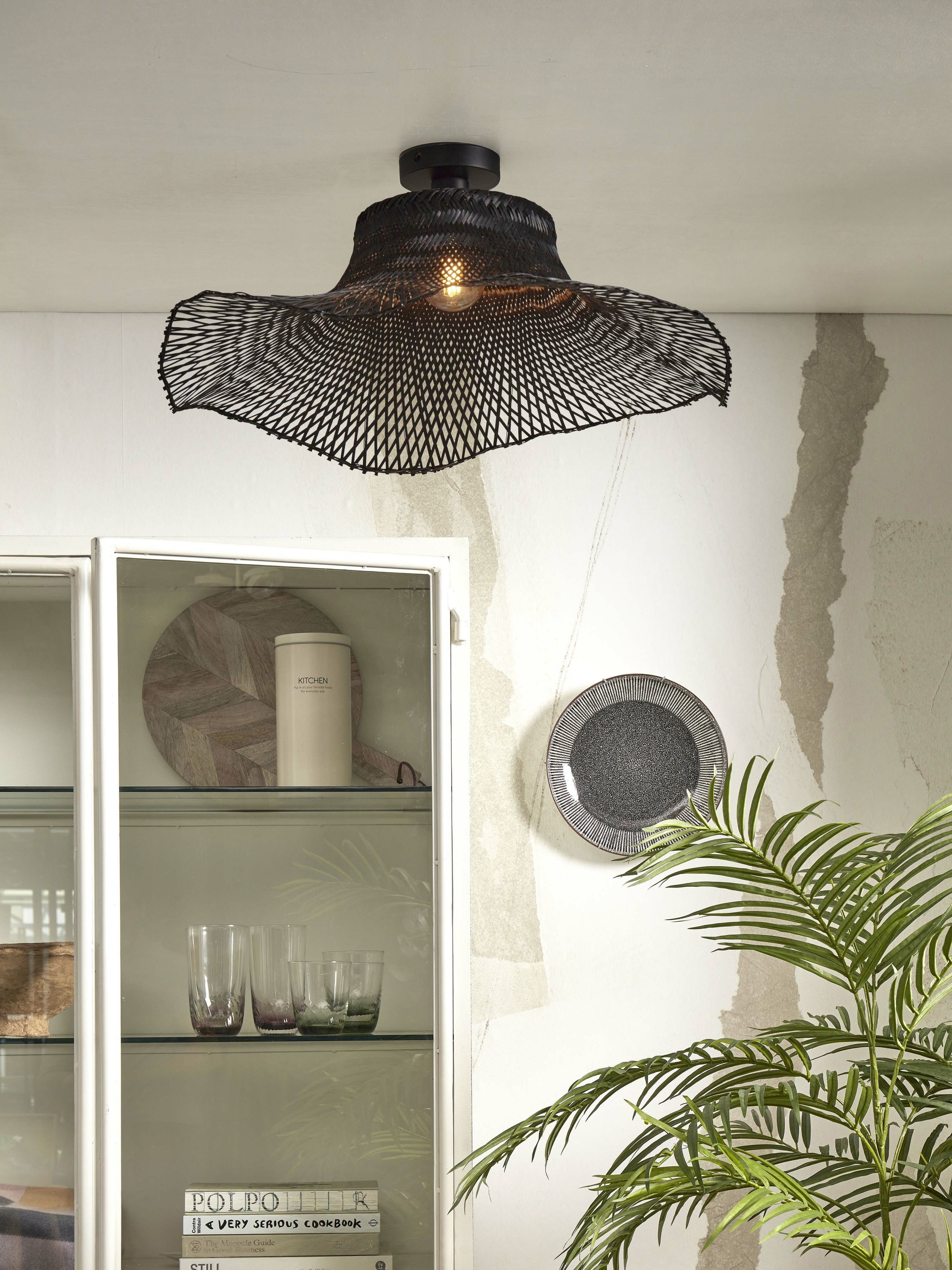 GOOD&MOJO Plafondlamp 'Ibiza' Bamboe, 65cm, kleur Zwart