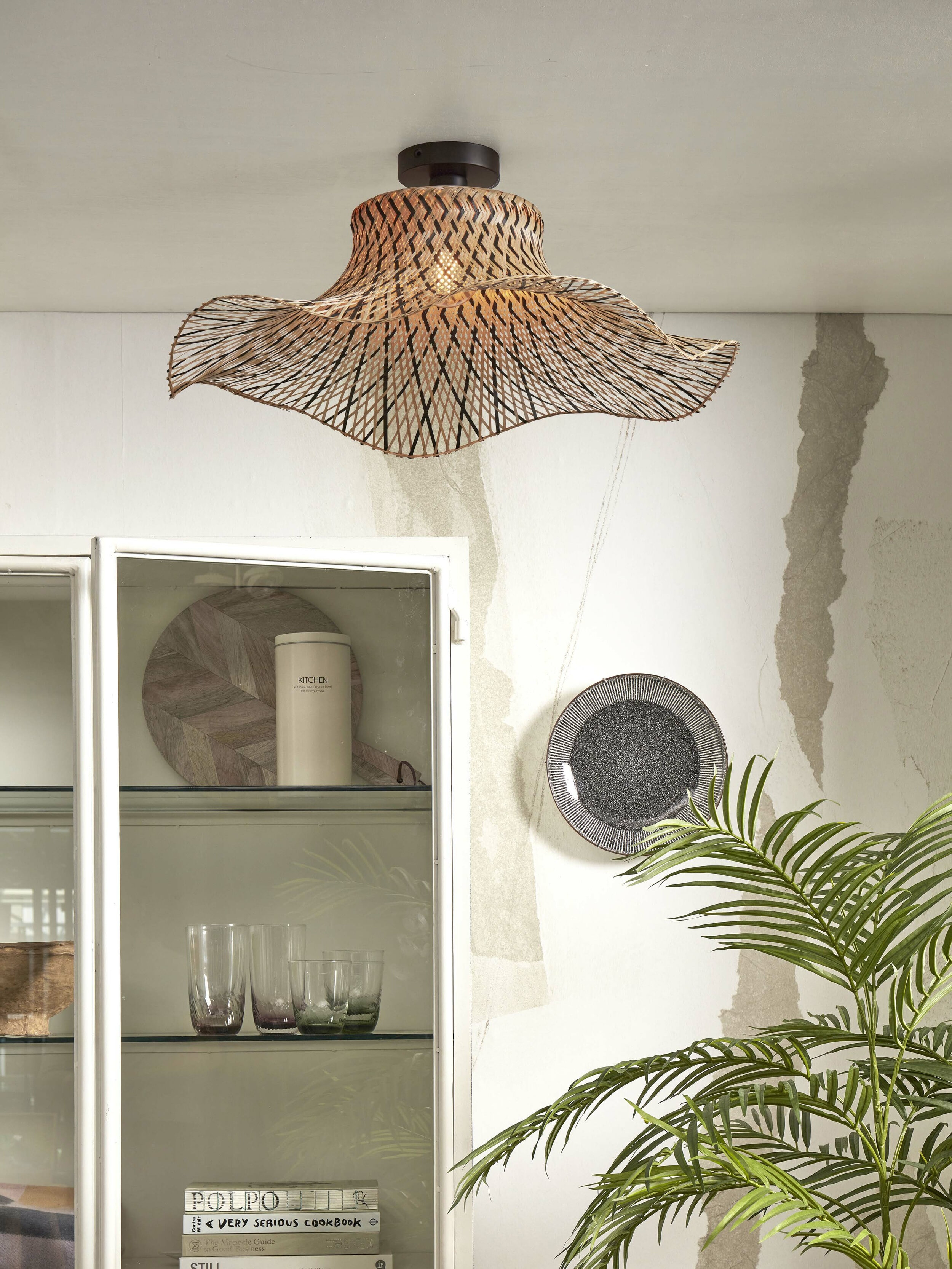 GOOD&MOJO Plafondlamp 'Ibiza' Bamboe, 65cm, kleur Naturel/Zwart