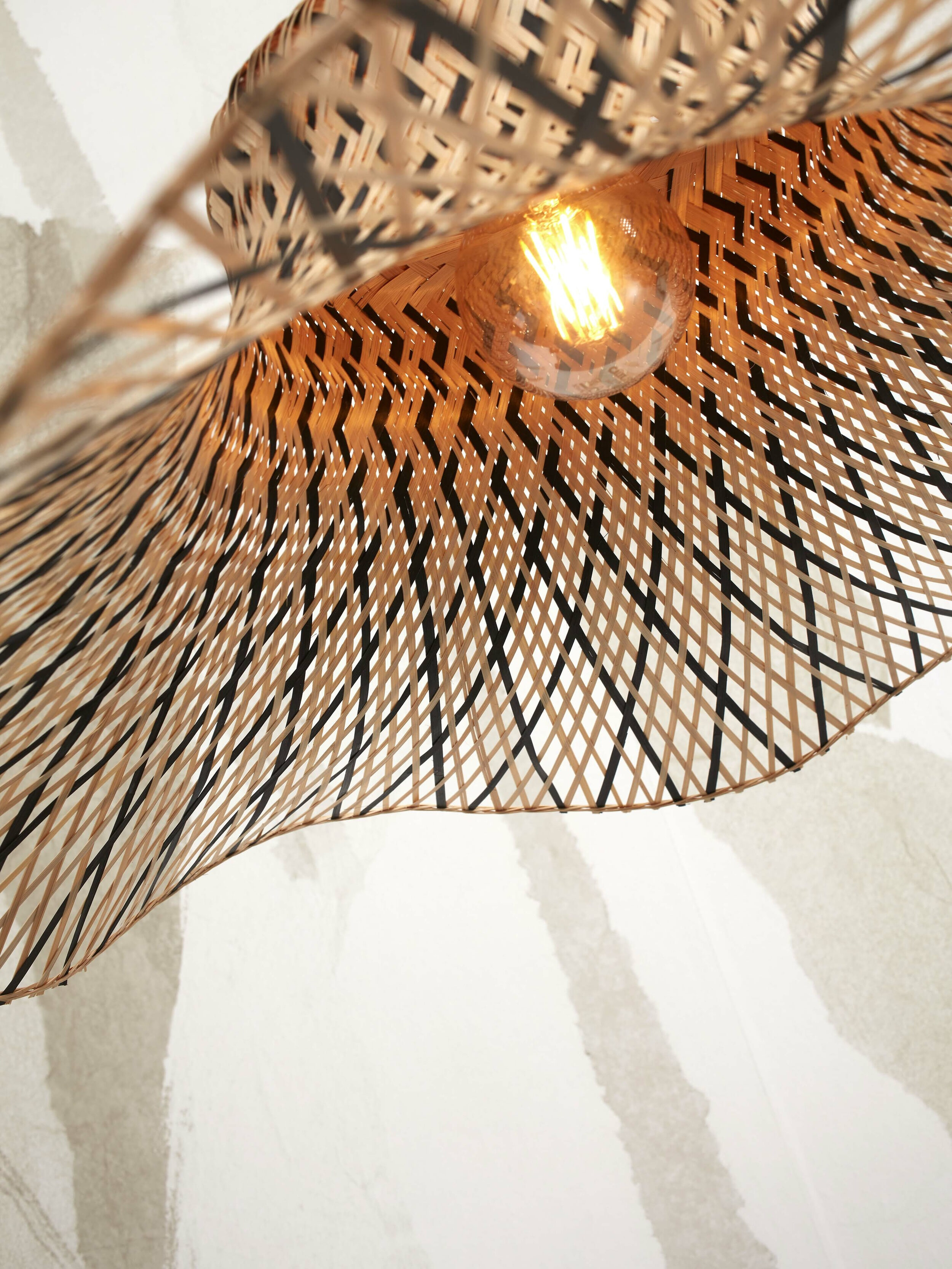 GOOD&MOJO Plafondlamp 'Ibiza' Bamboe, 65cm, kleur Naturel/Zwart