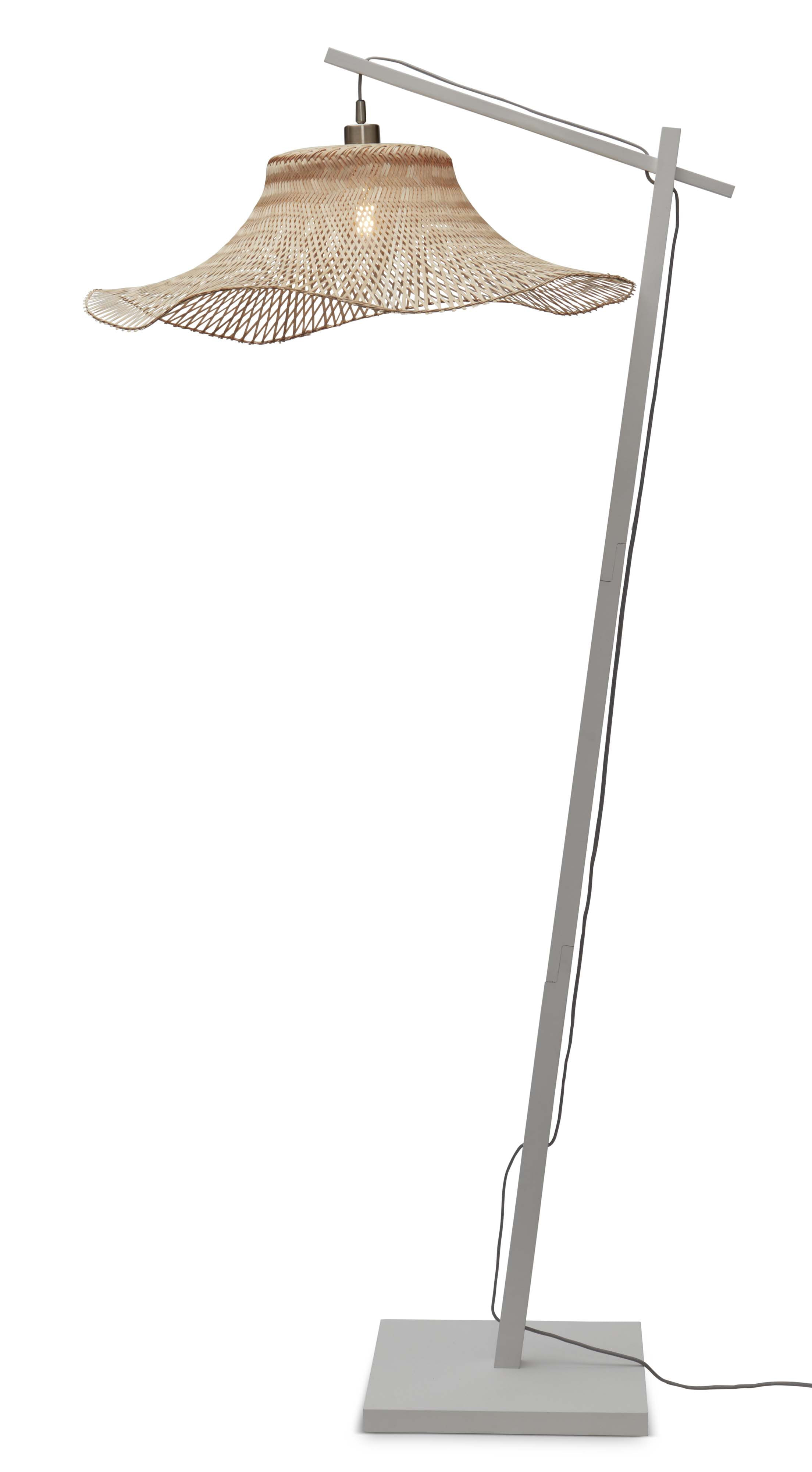 GOOD&MOJO Vloerlamp 'Ibiza' Bamboe, 176cm, kleur Wit/Naturel